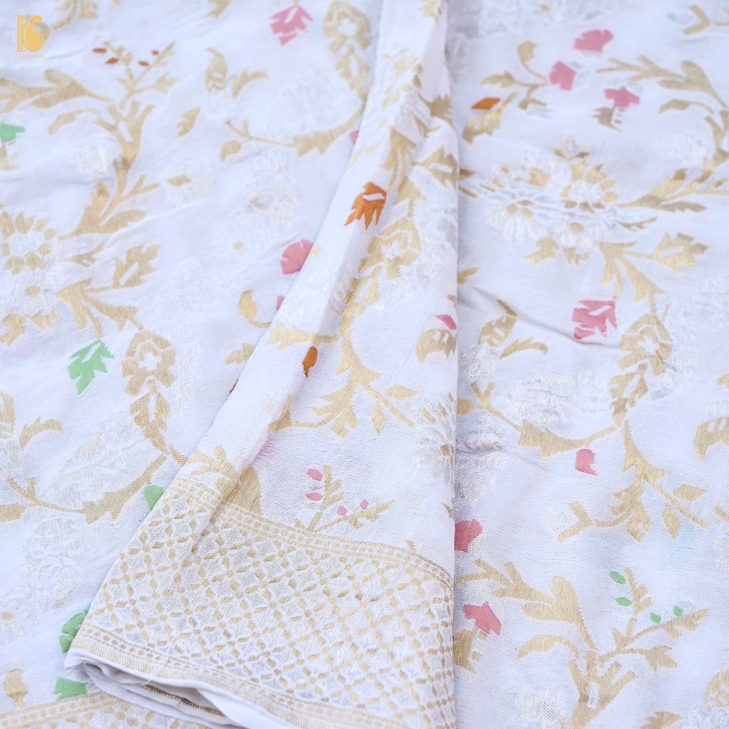 Dyeable Pure Georgette Banarasi Jaal Saree