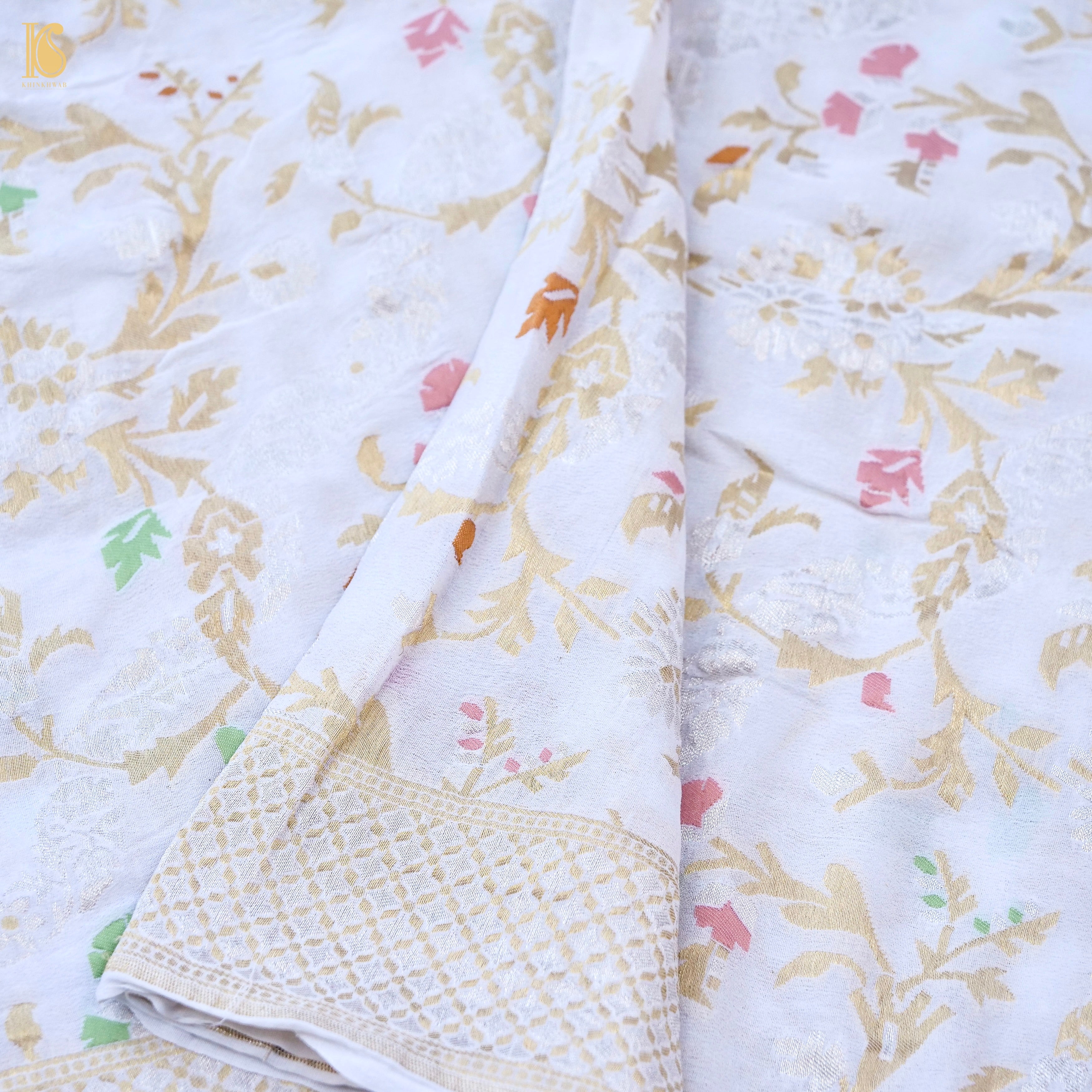 Dyeable Pure Georgette Banarasi Jaal Saree