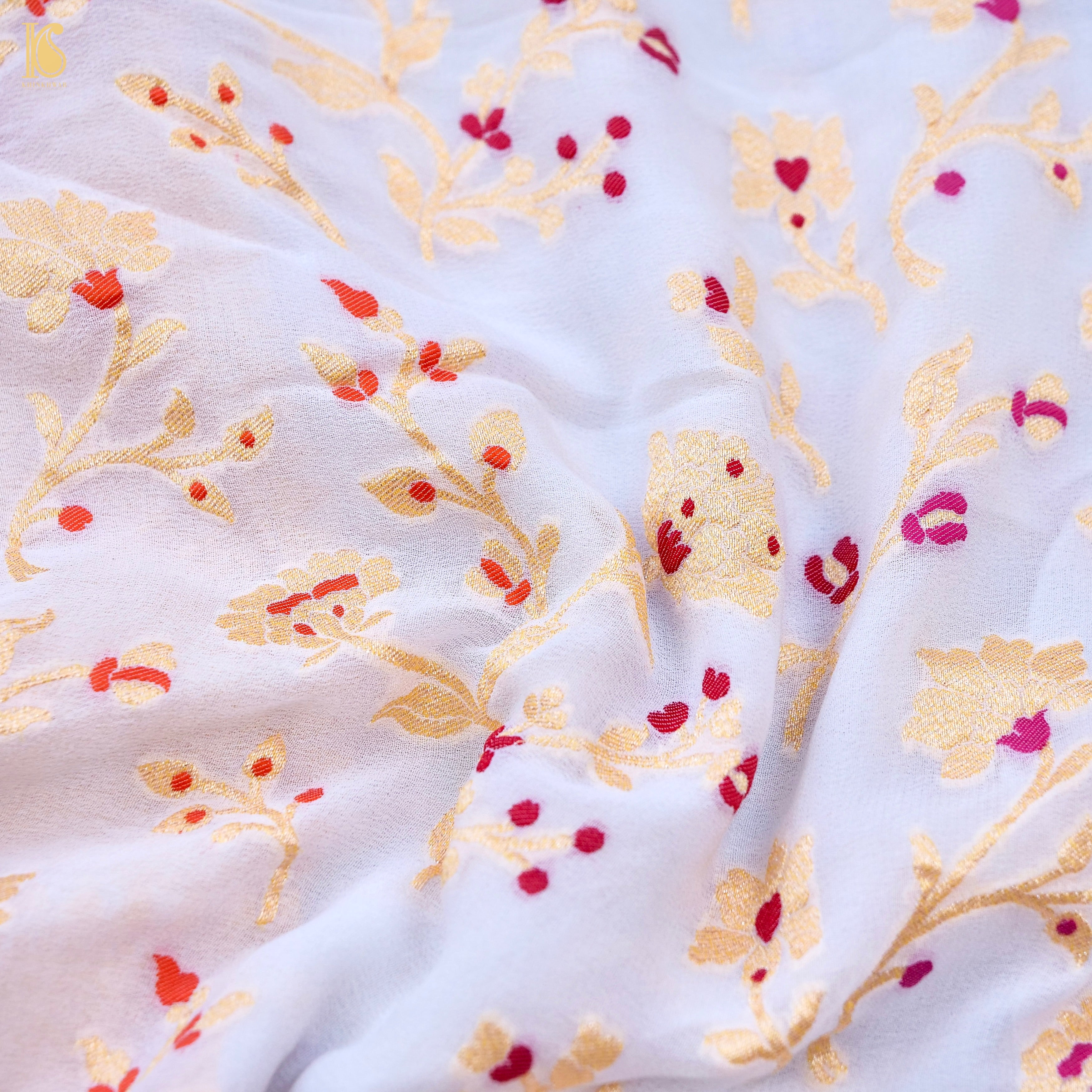 Dyeable Pure Georgette Banarasi Jaal Saree