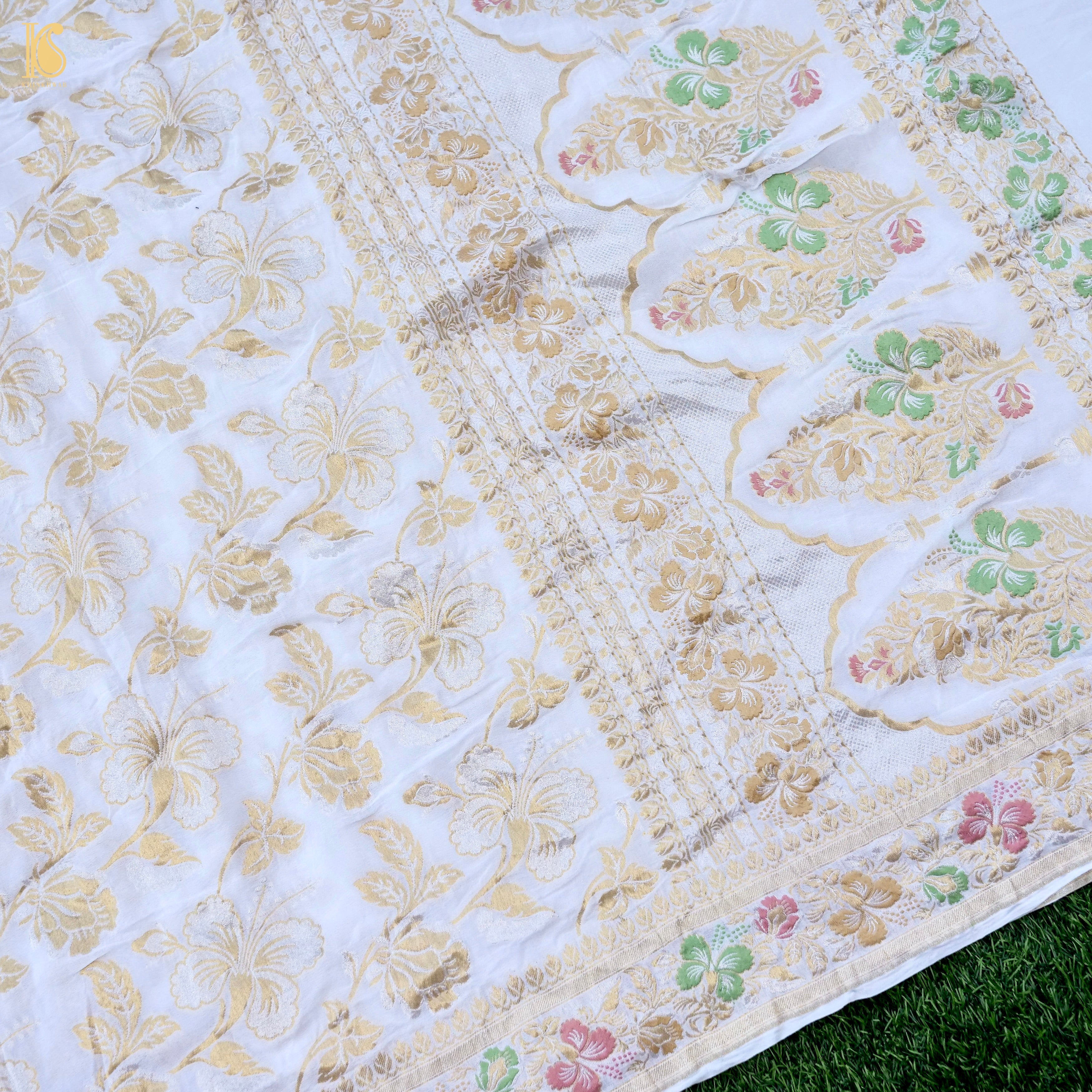 Dyeable Pure Georgette Banarasi Dahlia Saree
