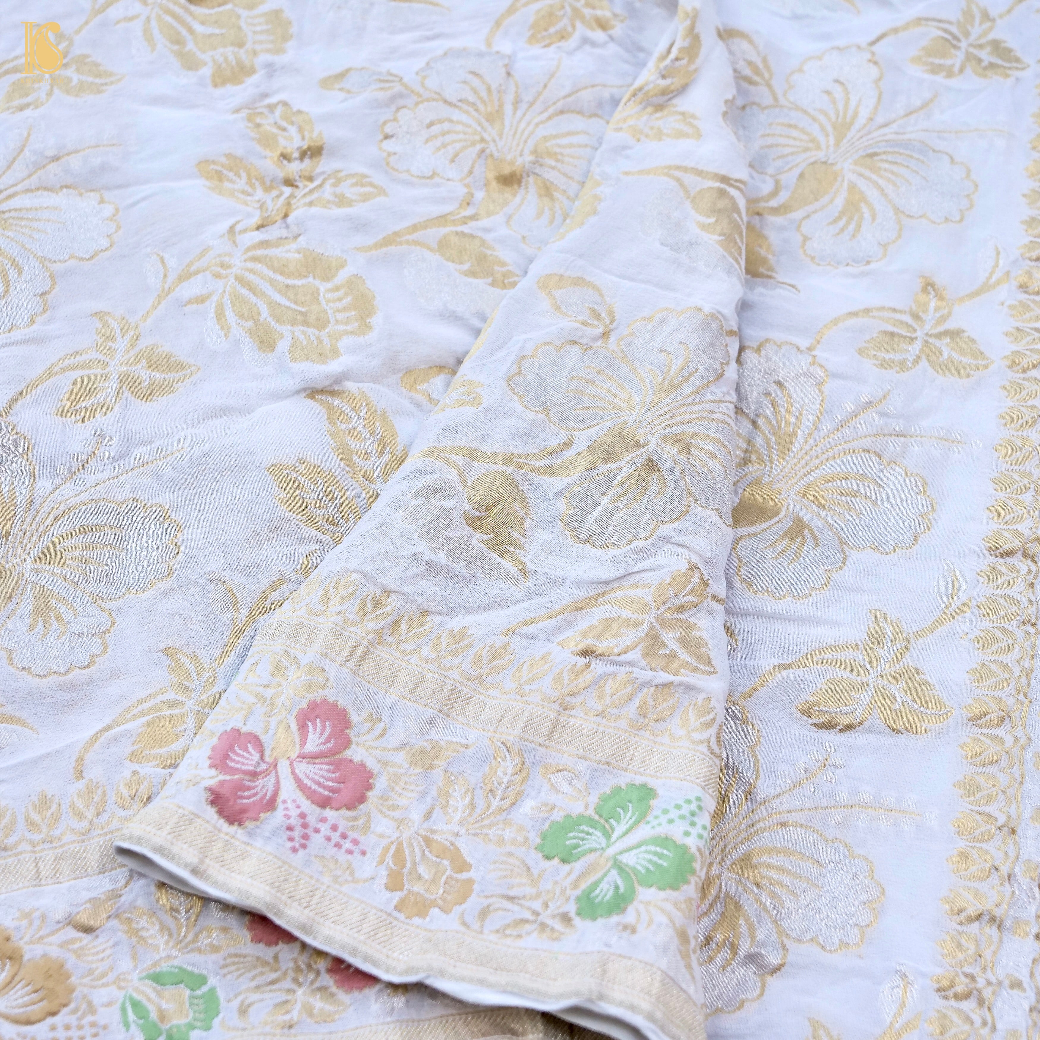 Dyeable Pure Georgette Banarasi Dahlia Saree