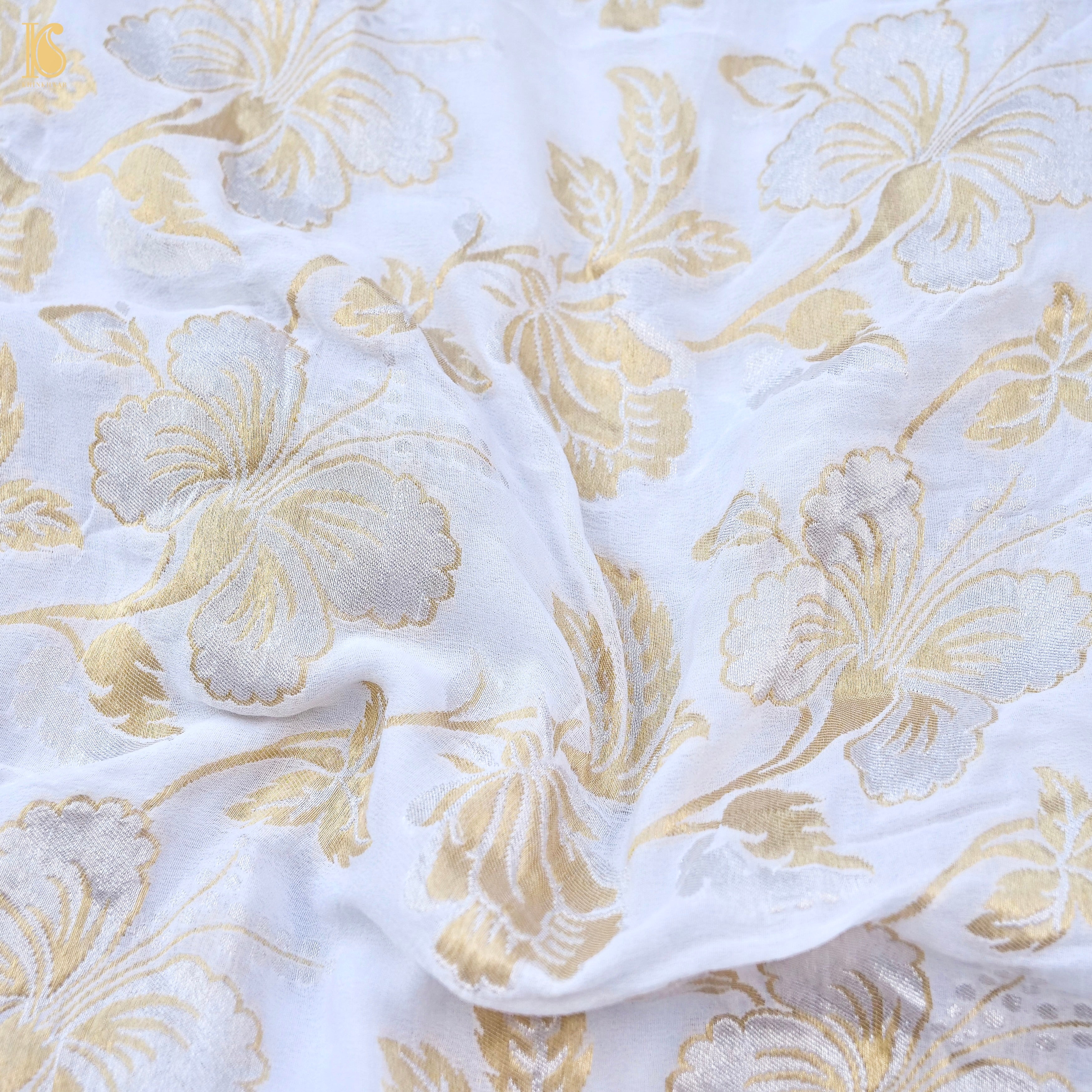 Dyeable Pure Georgette Banarasi Dahlia Saree