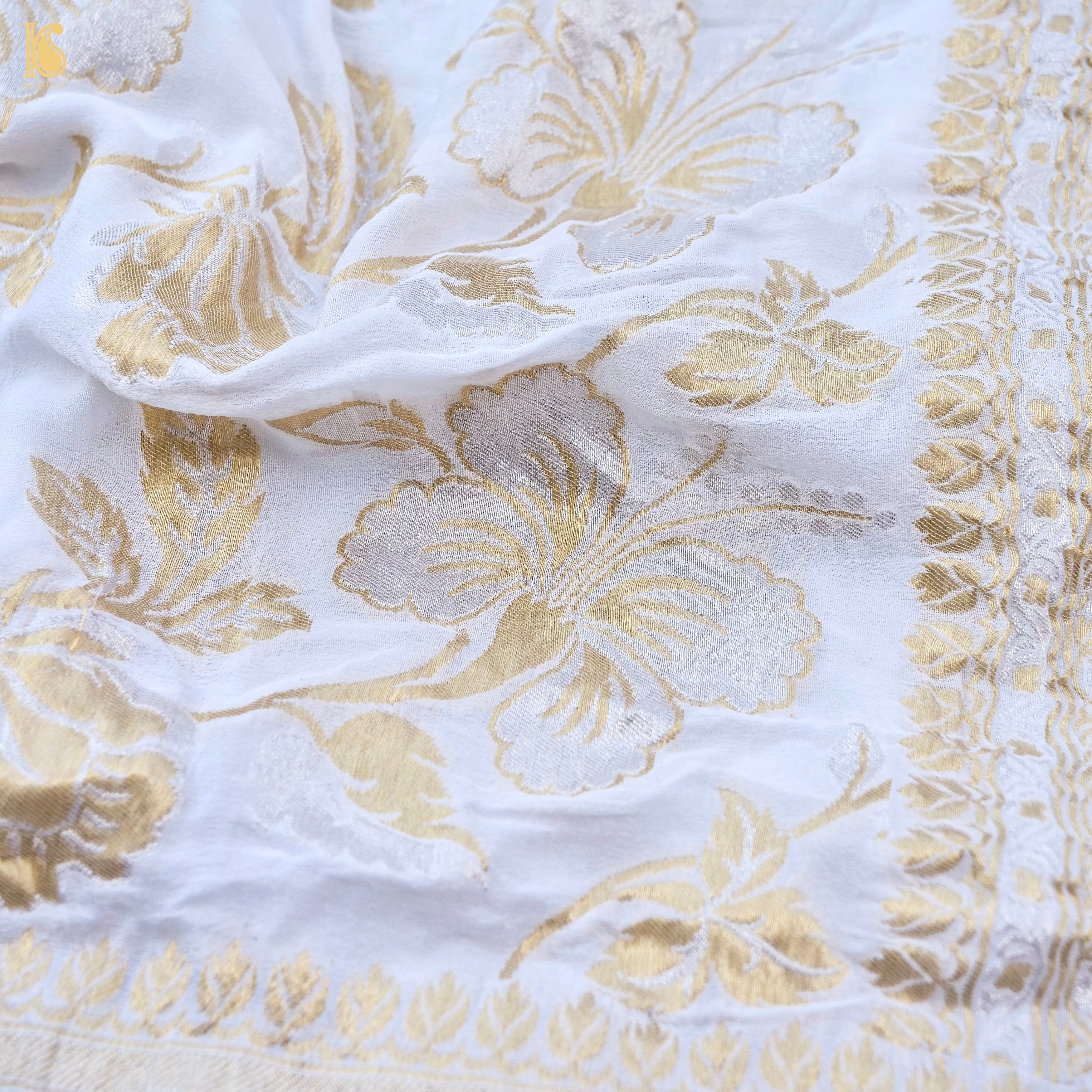 Dyeable Pure Georgette Banarasi Dahlia Saree