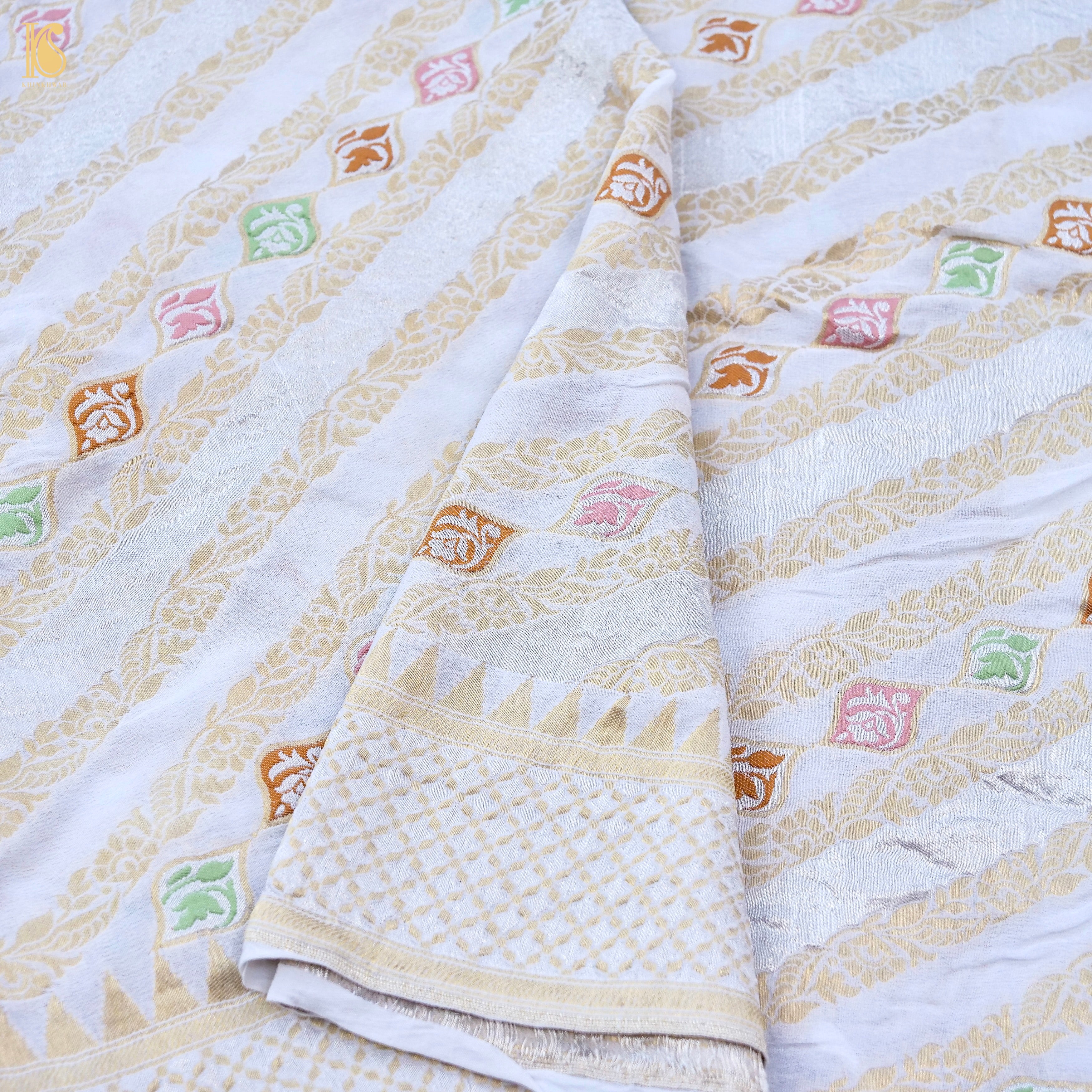 Dyeable Pure Georgette Banarasi Stripes Saree