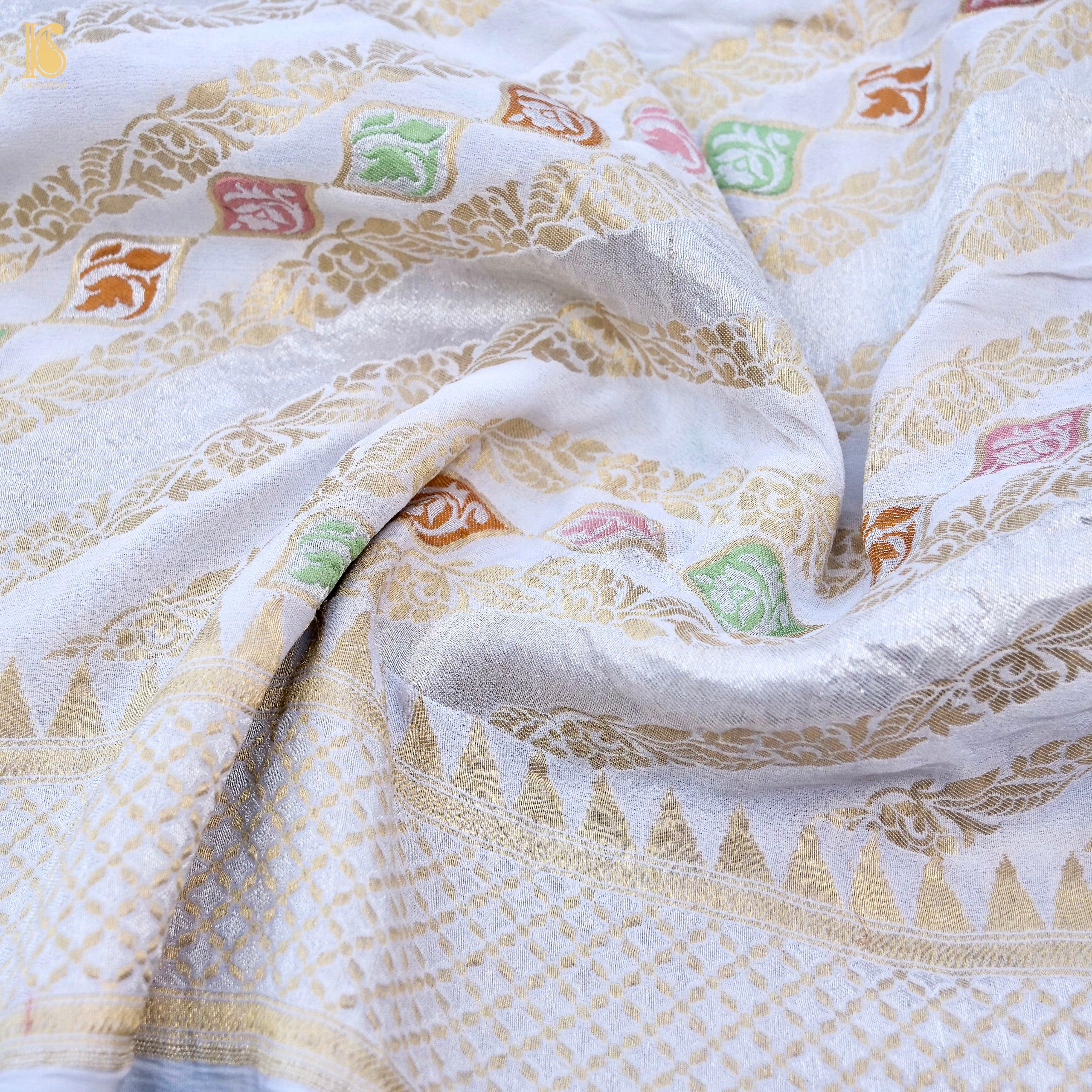 Dyeable Pure Georgette Banarasi Stripes Saree