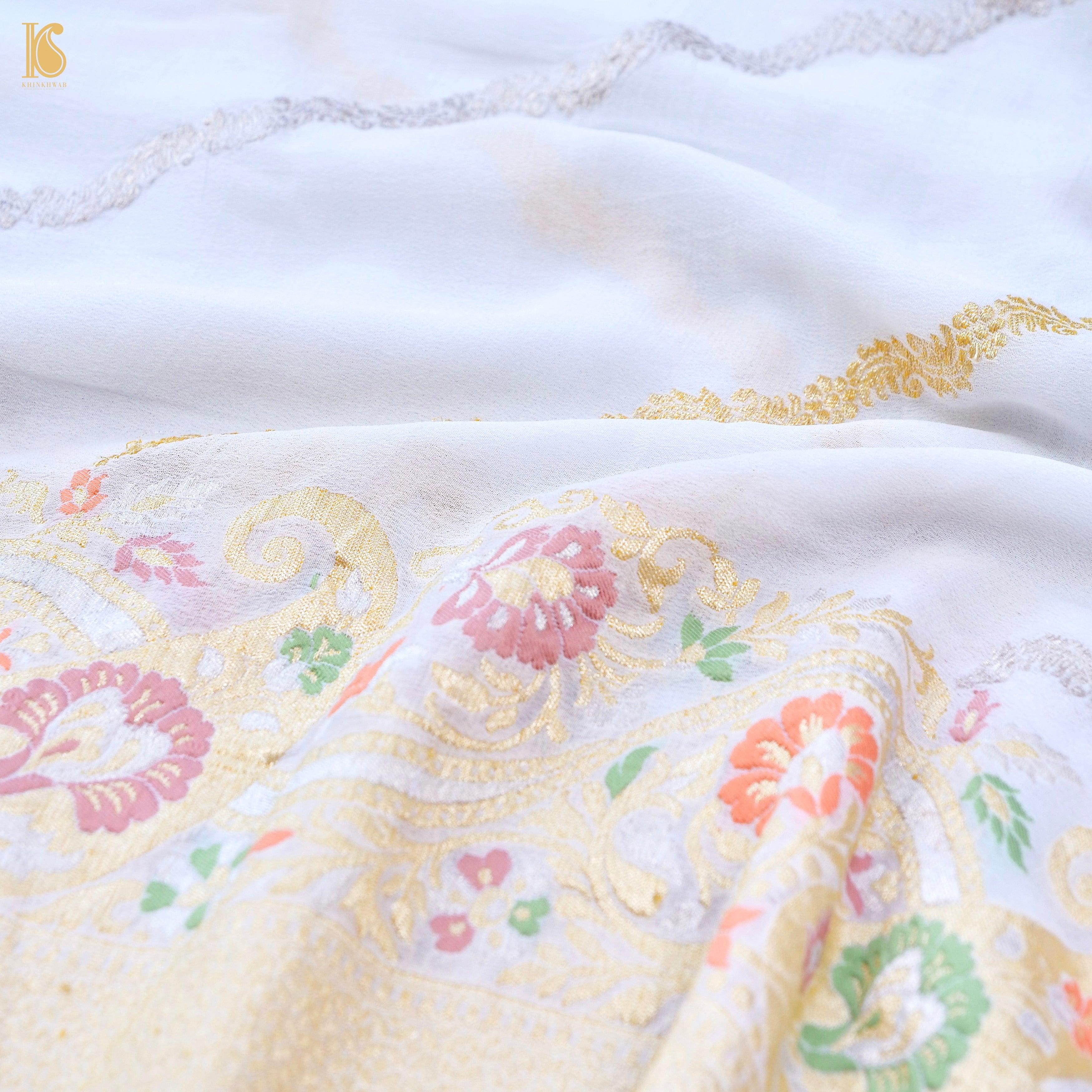 Dyeable Pure Georgette Banarasi Leheriya Saree