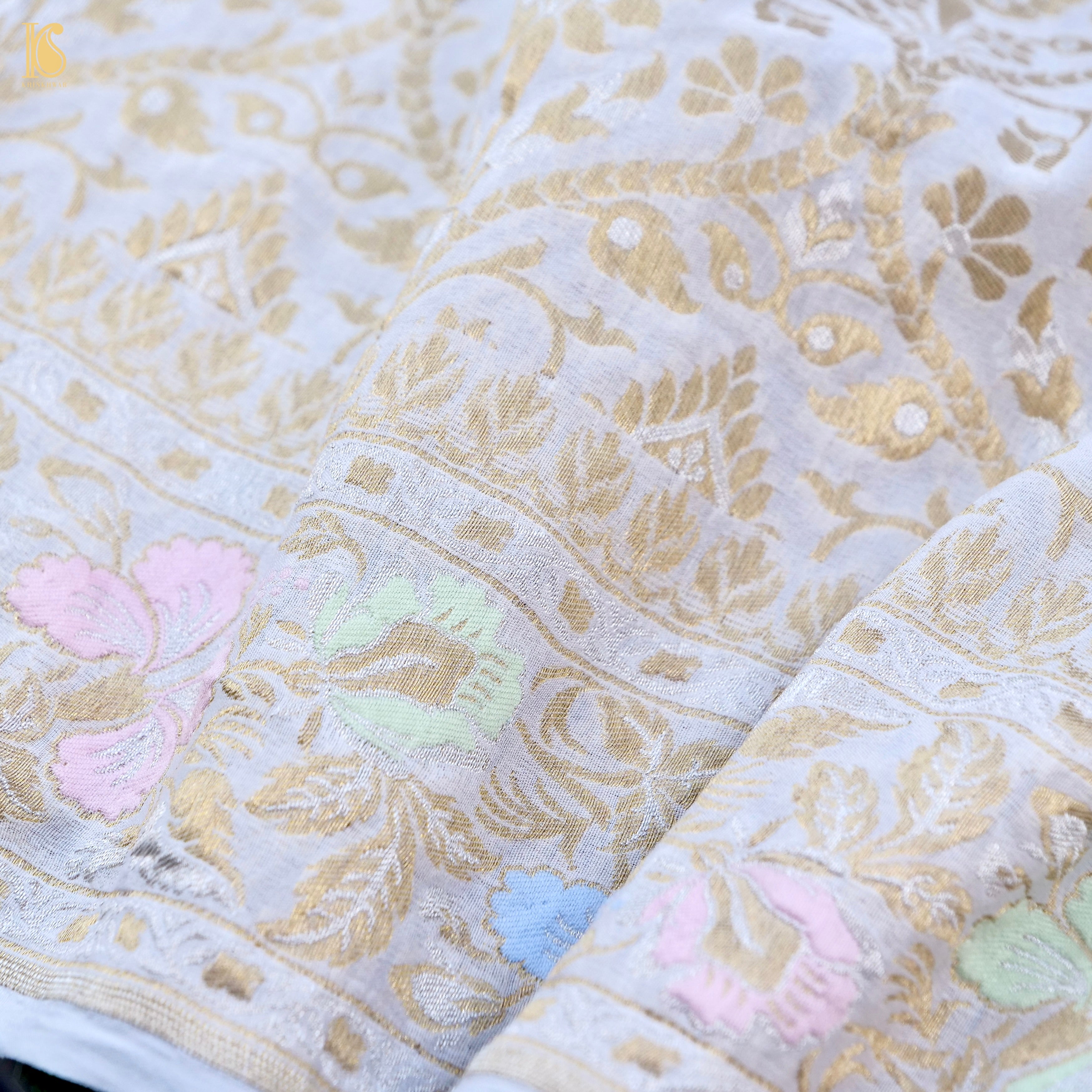 Dyeable Pure Georgette Banarasi Dahlia Border Saree