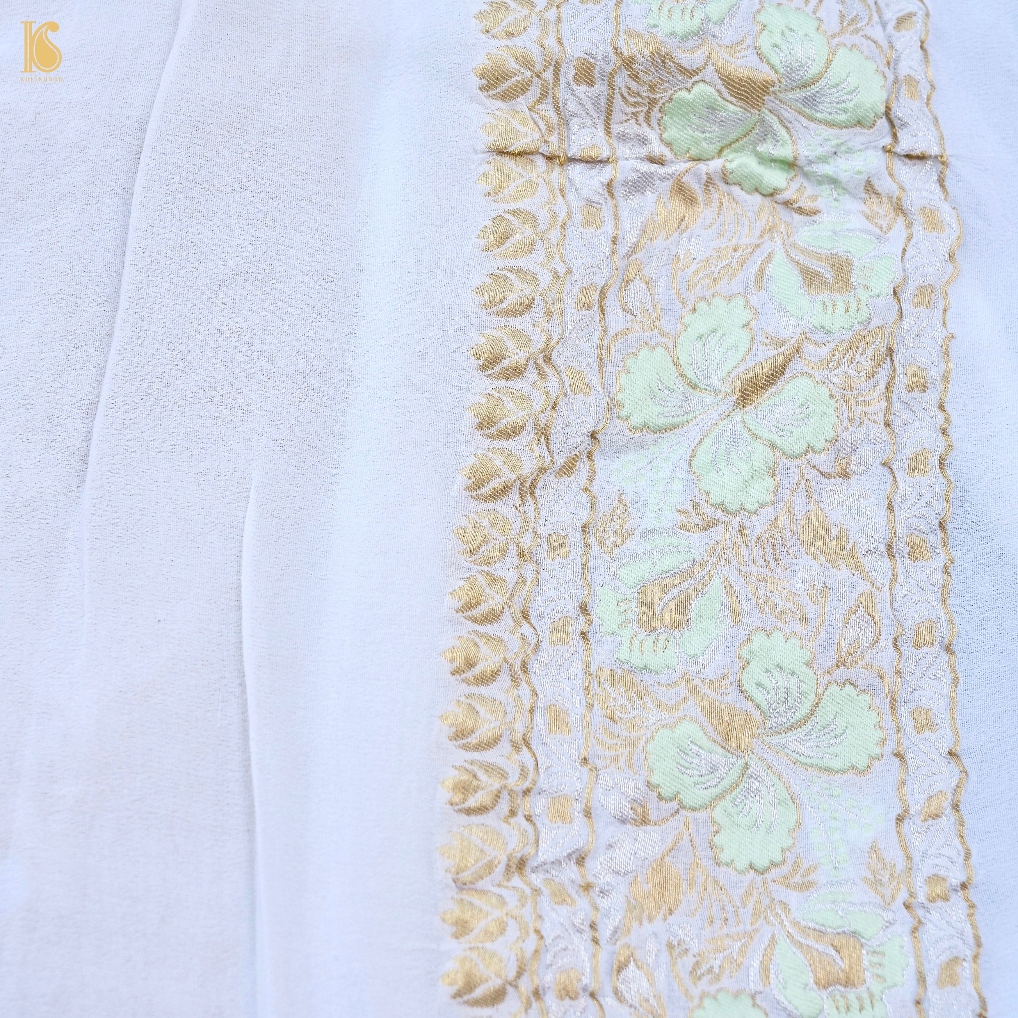 Dyeable Pure Georgette Banarasi Dahlia Border Saree