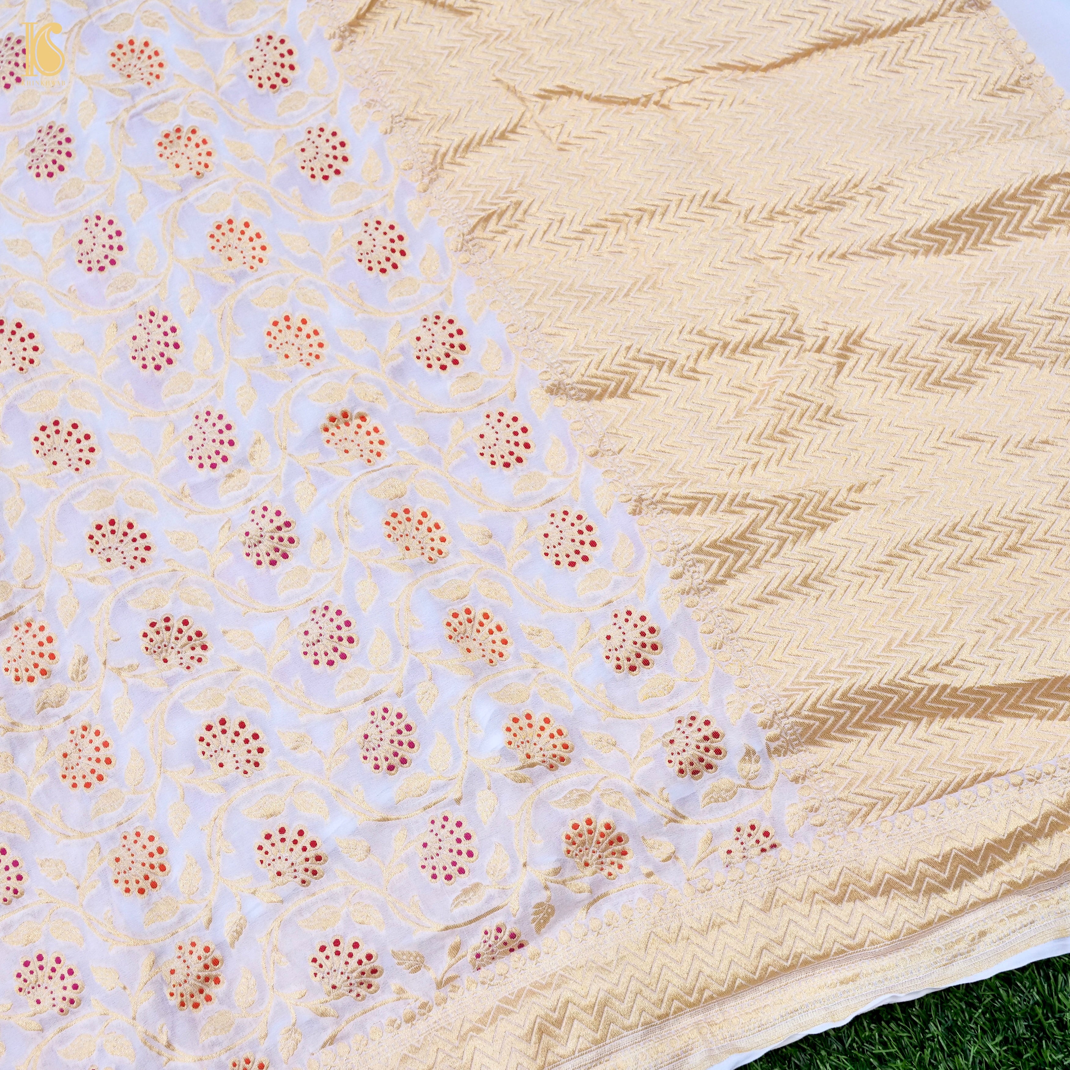 Dyeable Pure Georgette Banarasi Jaal Saree