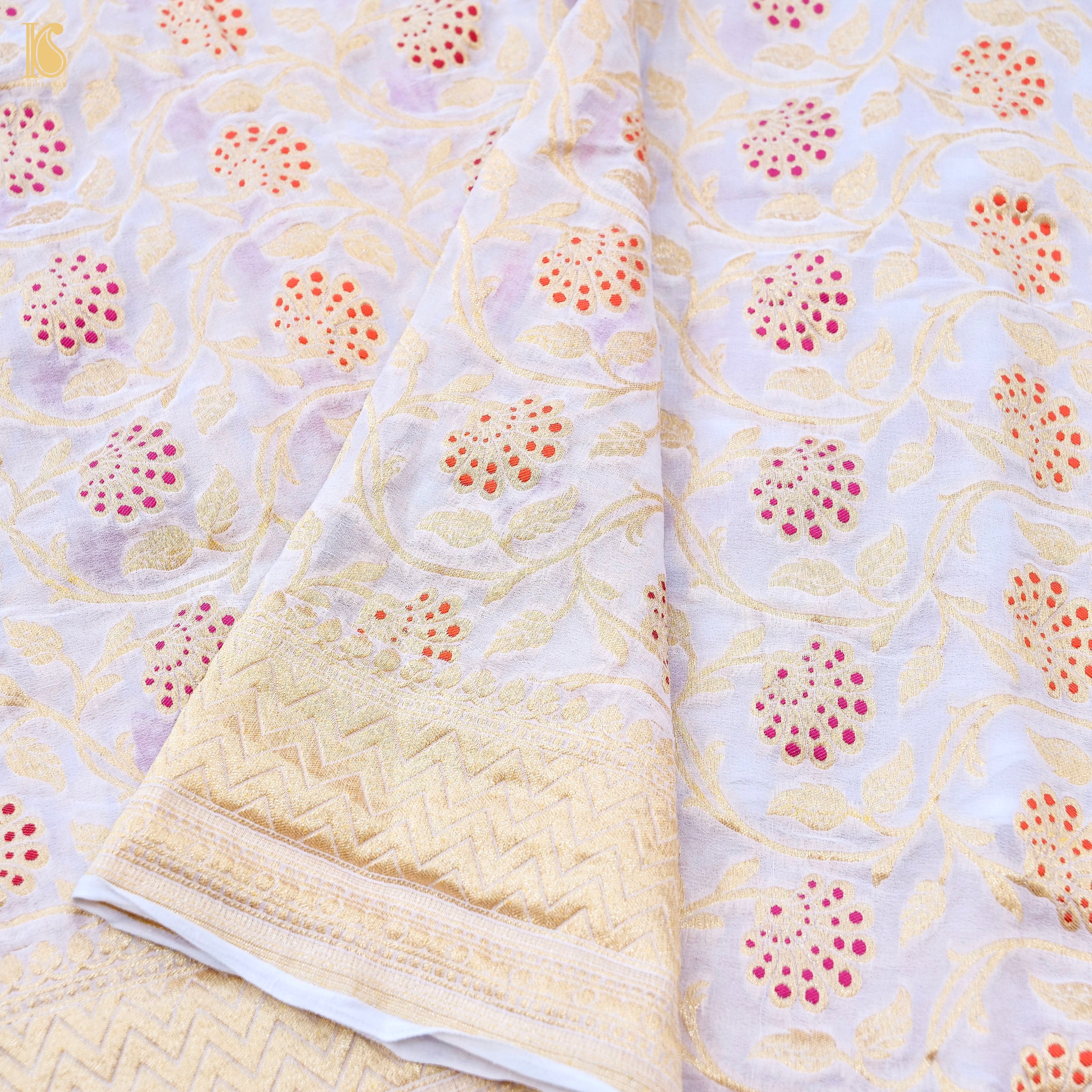 Dyeable Pure Georgette Banarasi Jaal Saree