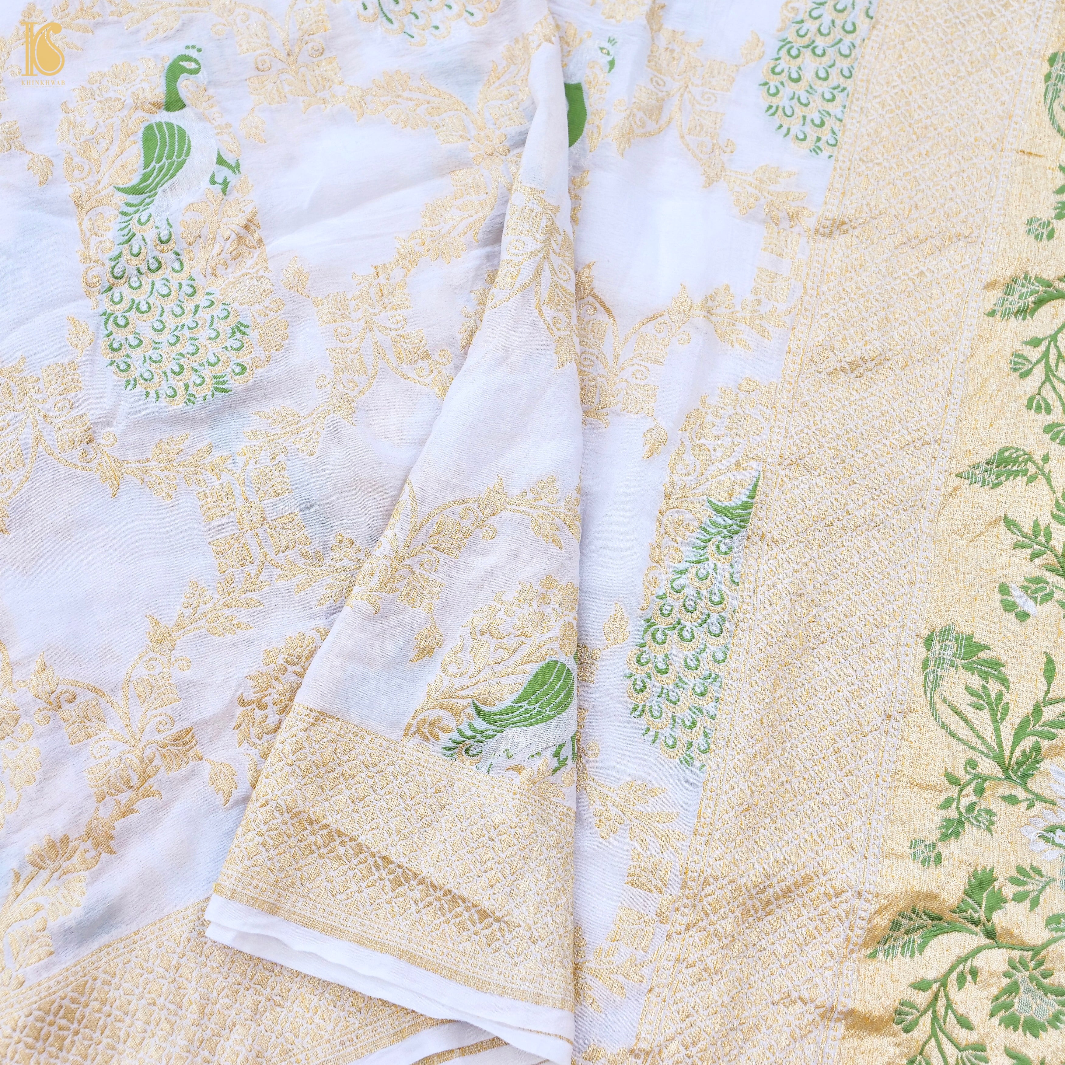 Dyeable Pure Georgette Banarasi Peacock Saree