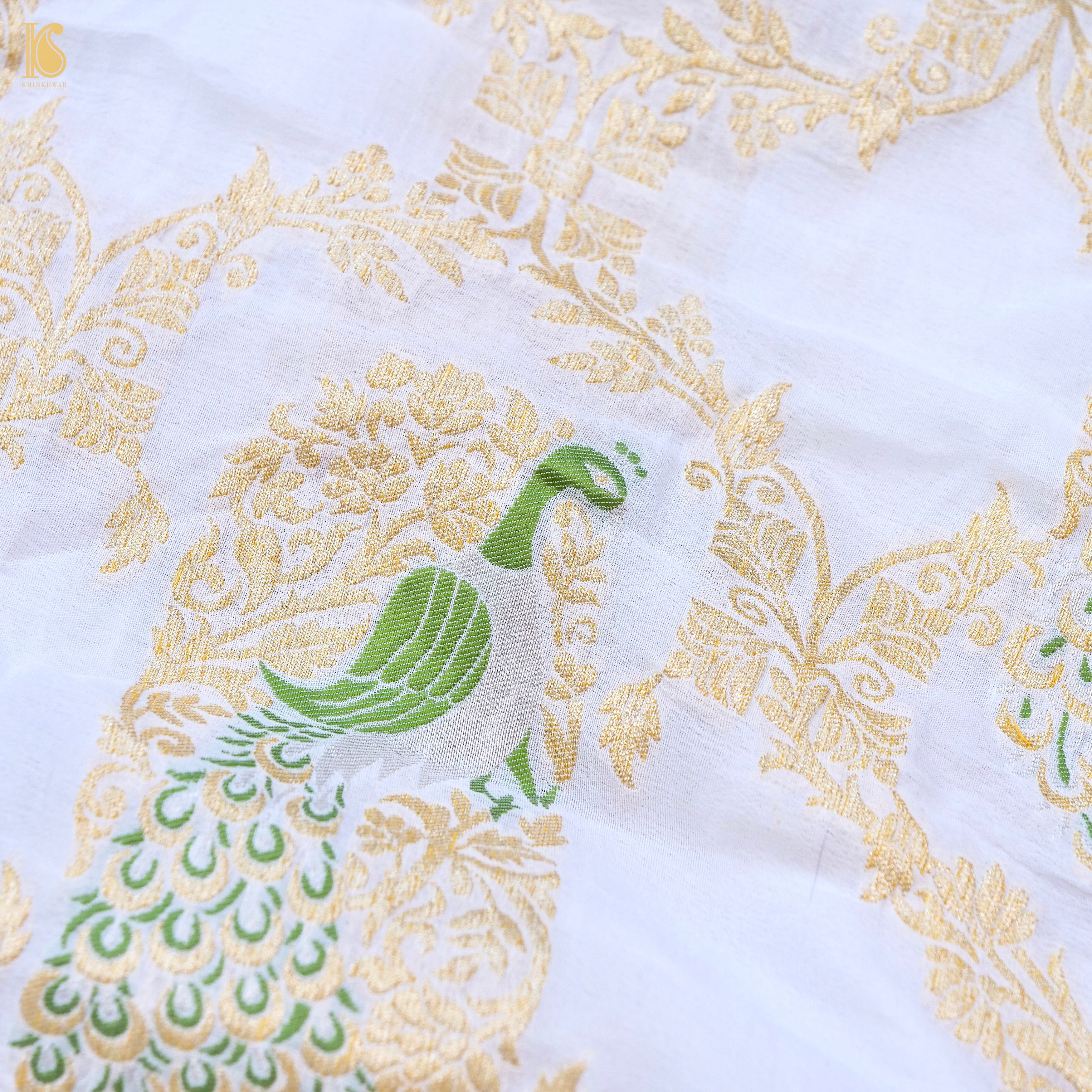 Dyeable Pure Georgette Banarasi Peacock Saree