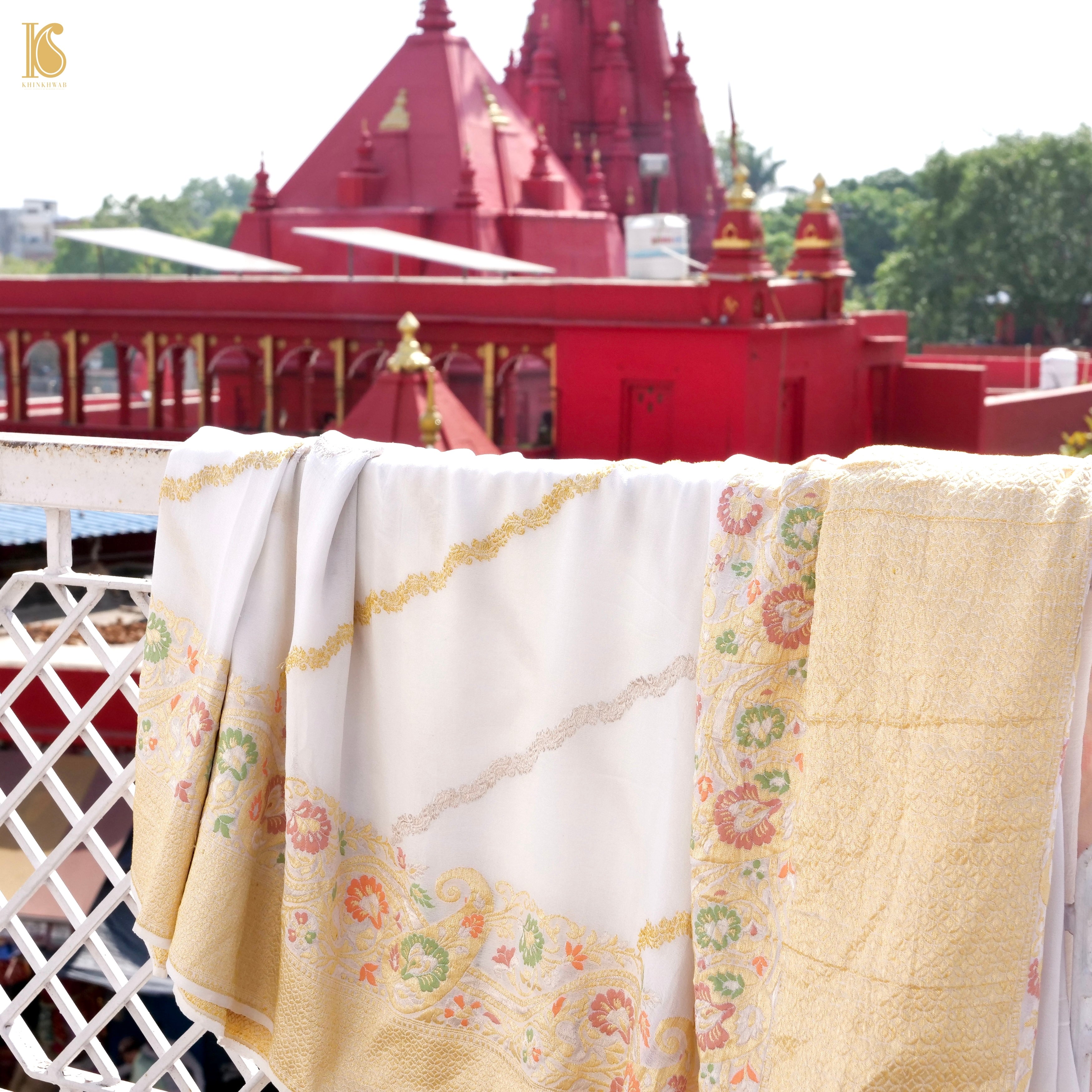 Dyeable Pure Georgette Banarasi Leheriya Saree