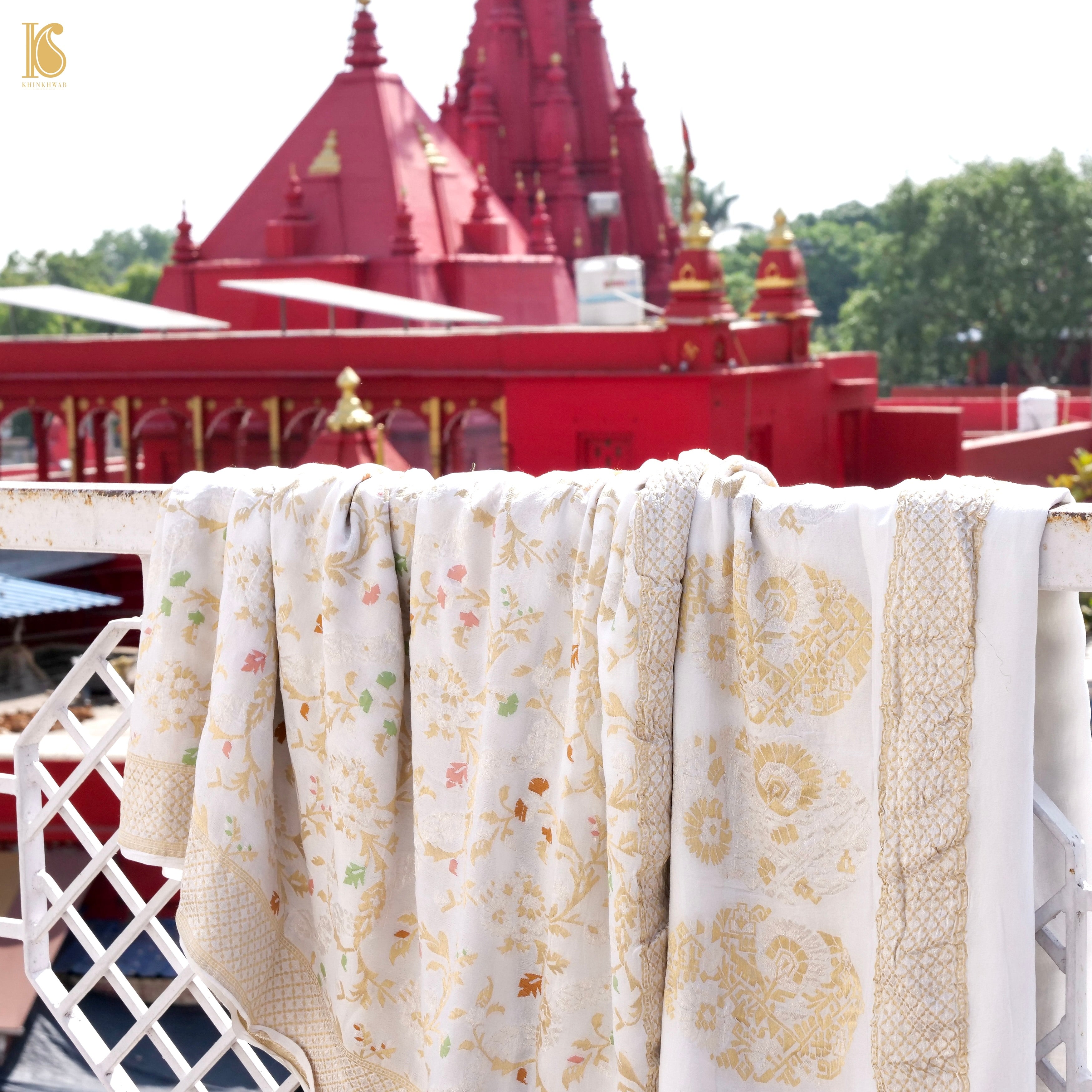 Dyeable Pure Georgette Banarasi Jaal Saree