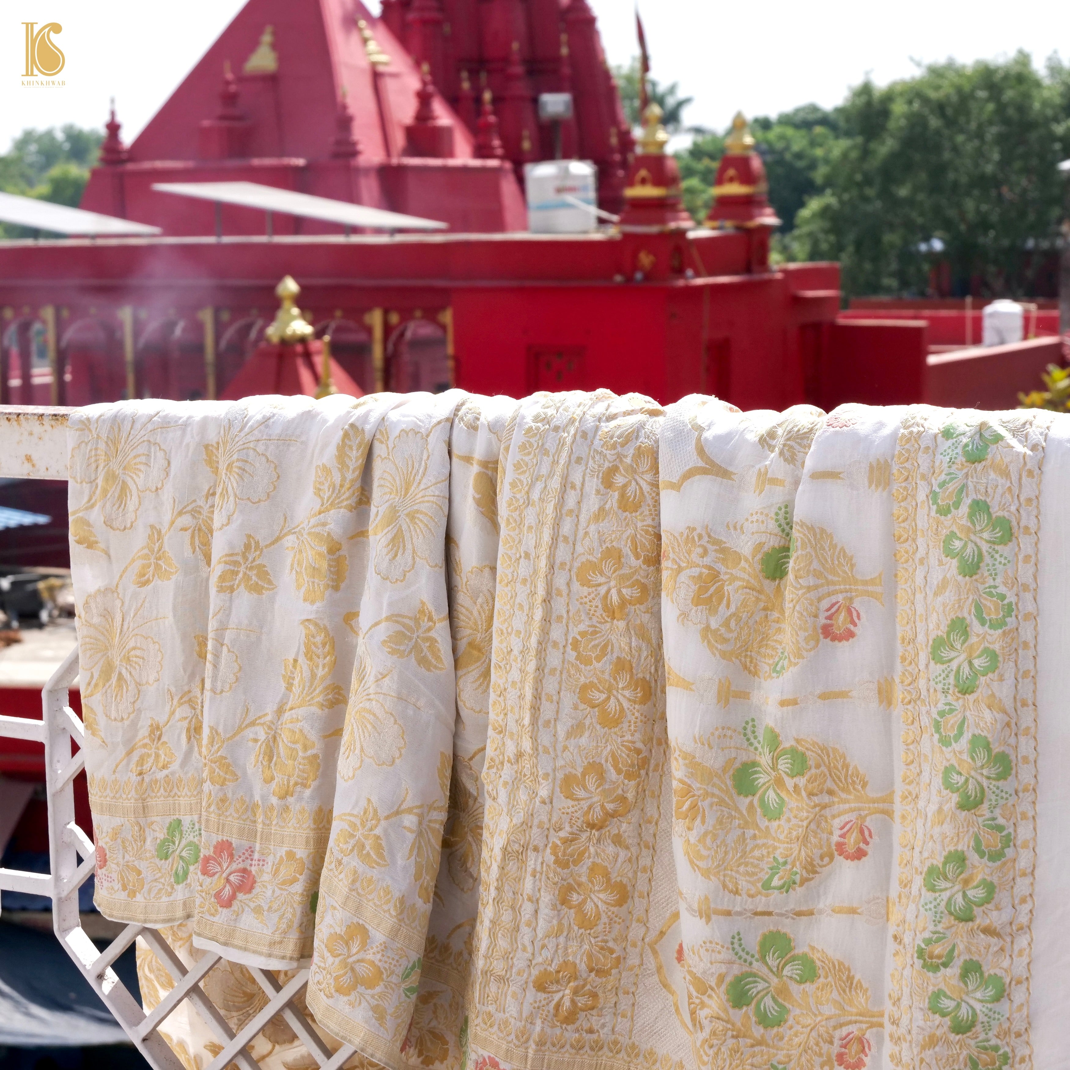 Dyeable Pure Georgette Banarasi Dahlia Saree
