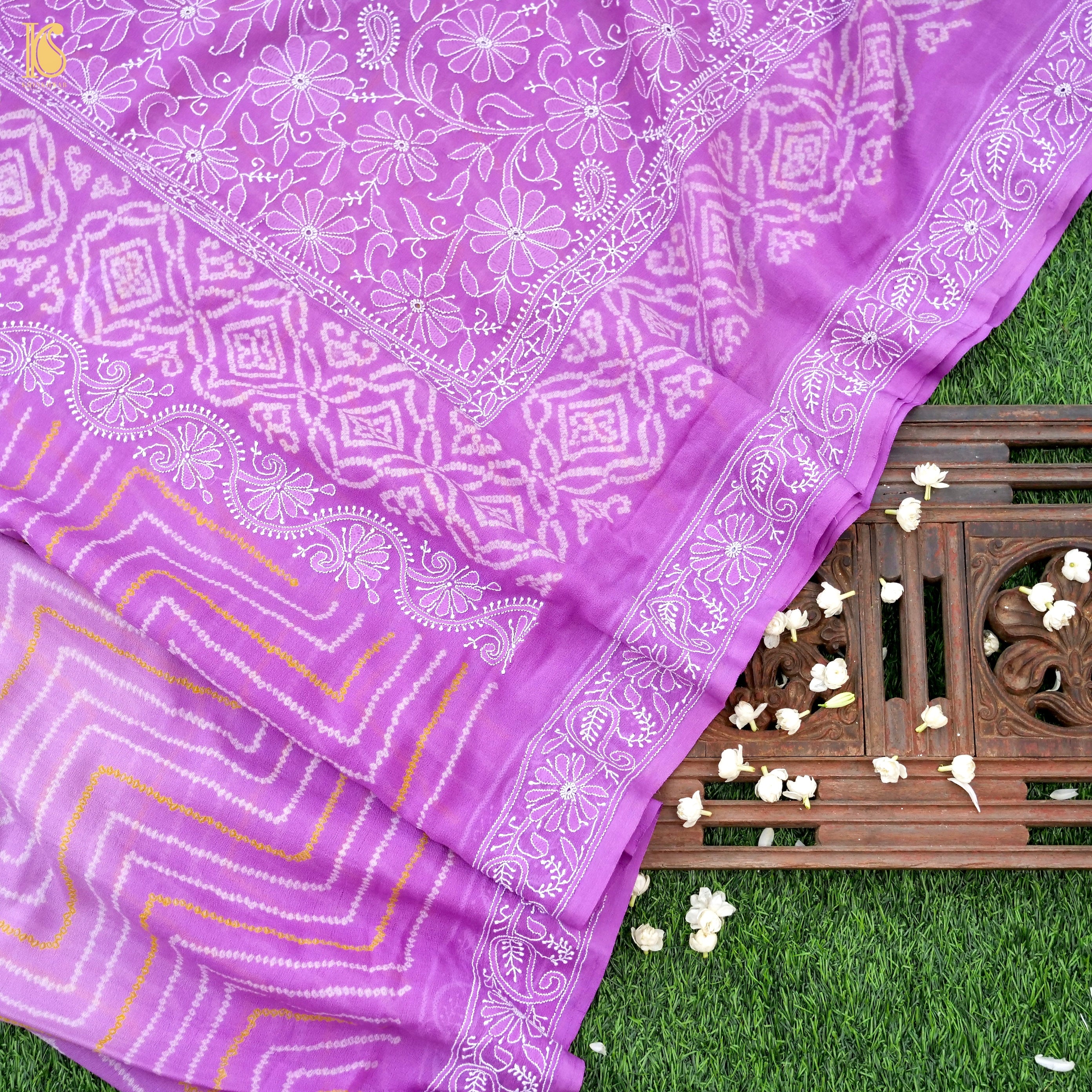 Chikankari Bandhani Georgette Saree