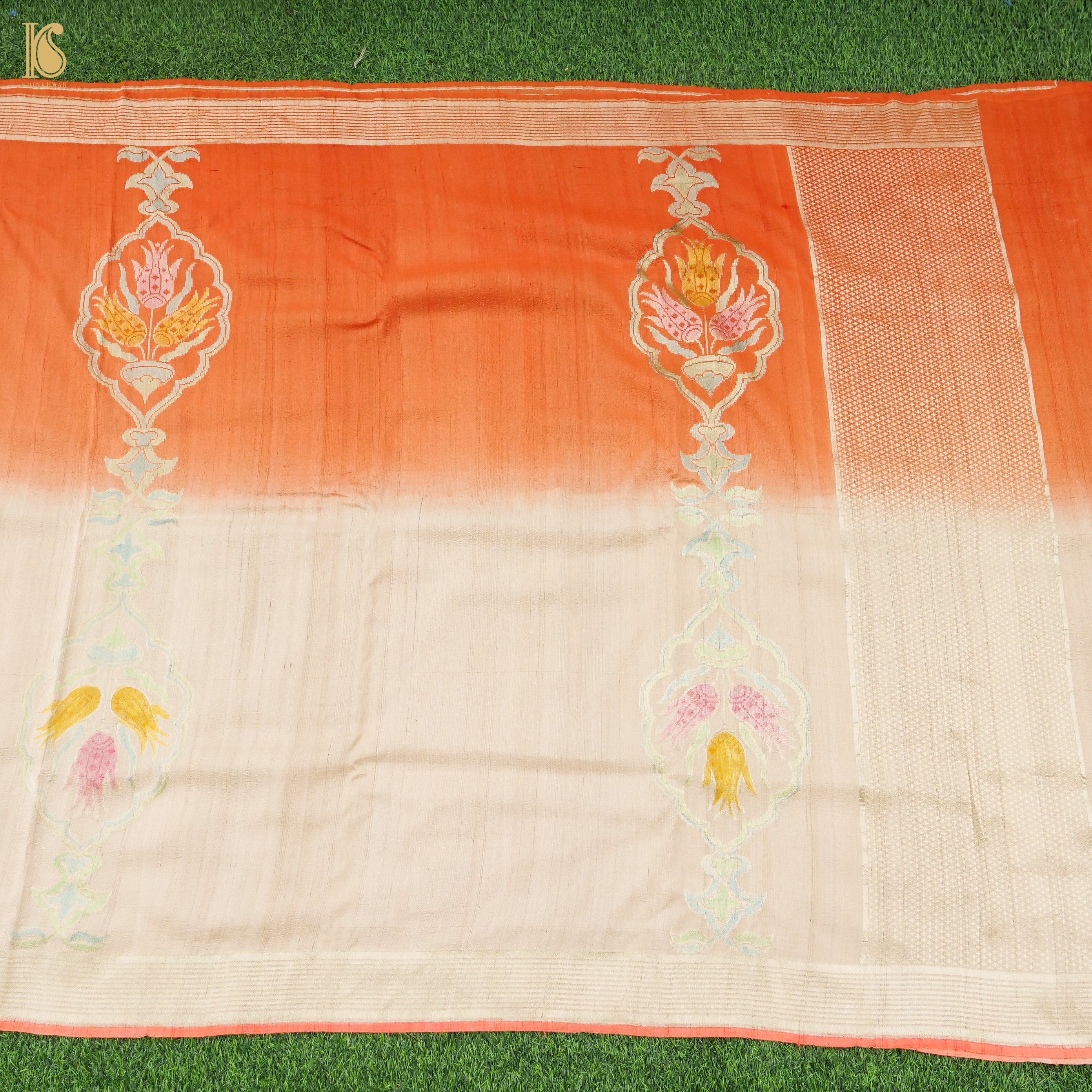 Pure Tussar Georgette Handloom Banarasi Turkish Saree