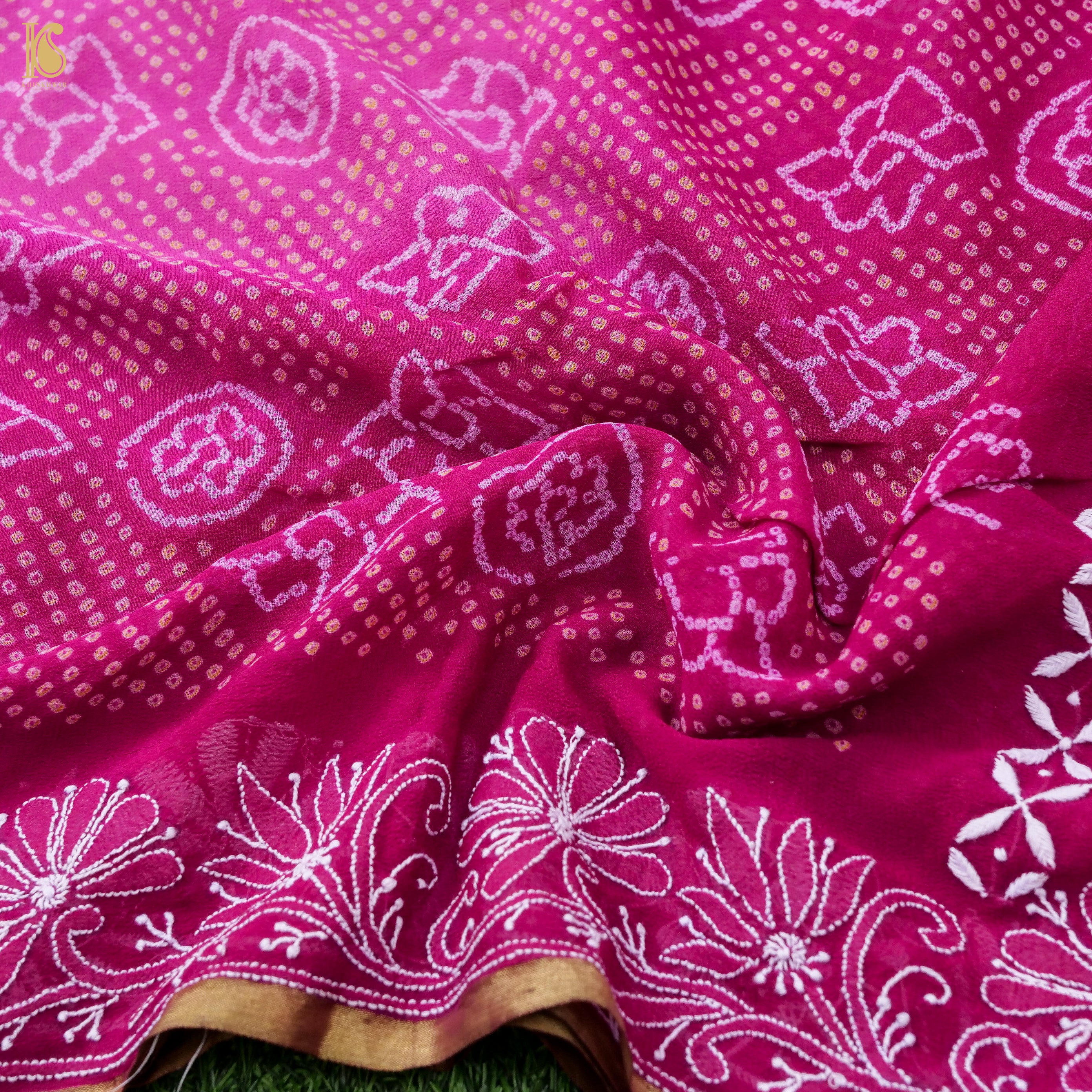 Chikankari Bandhani Georgette Saree