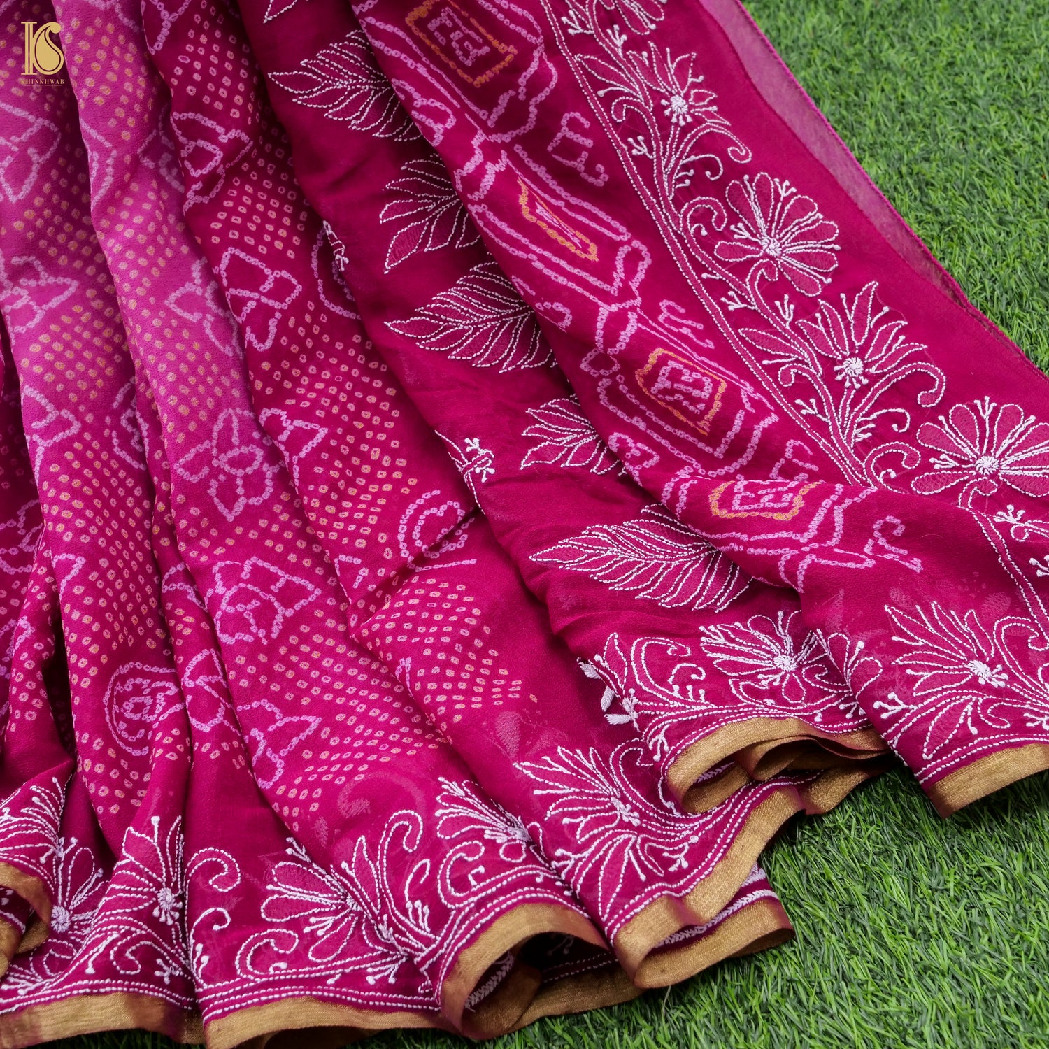 Chikankari Bandhani Georgette Saree