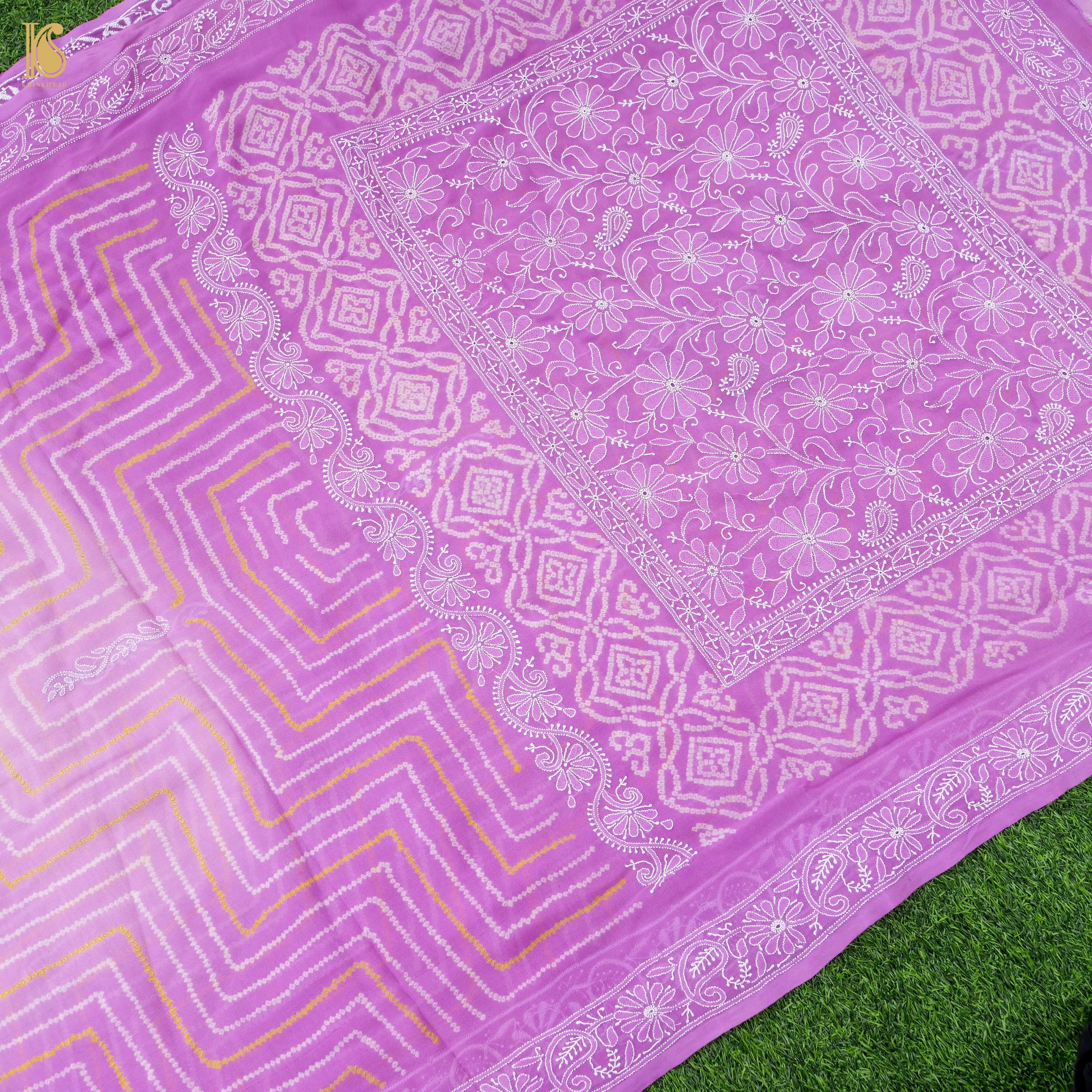 Chikankari Bandhani Georgette Saree