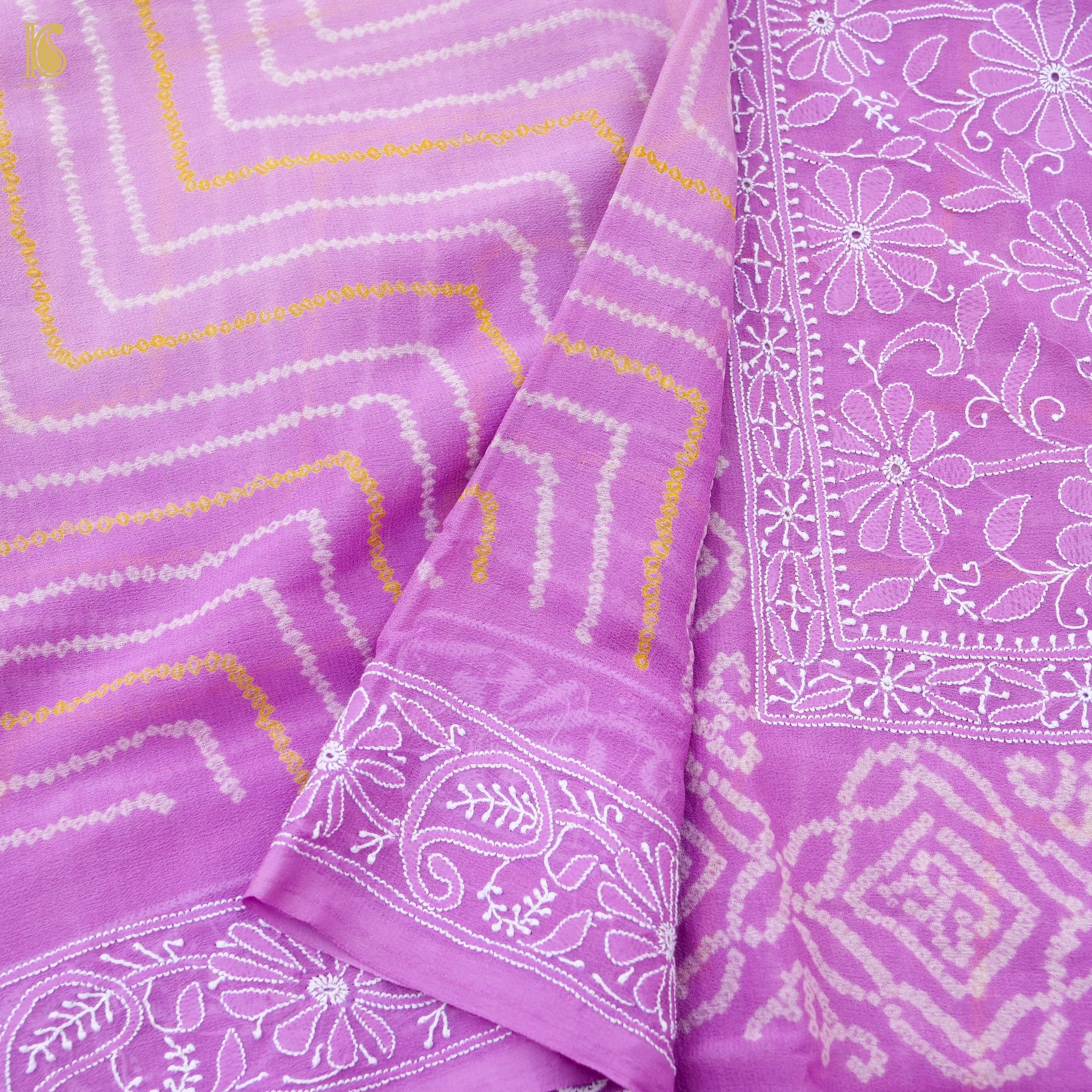 Chikankari Bandhani Georgette Saree
