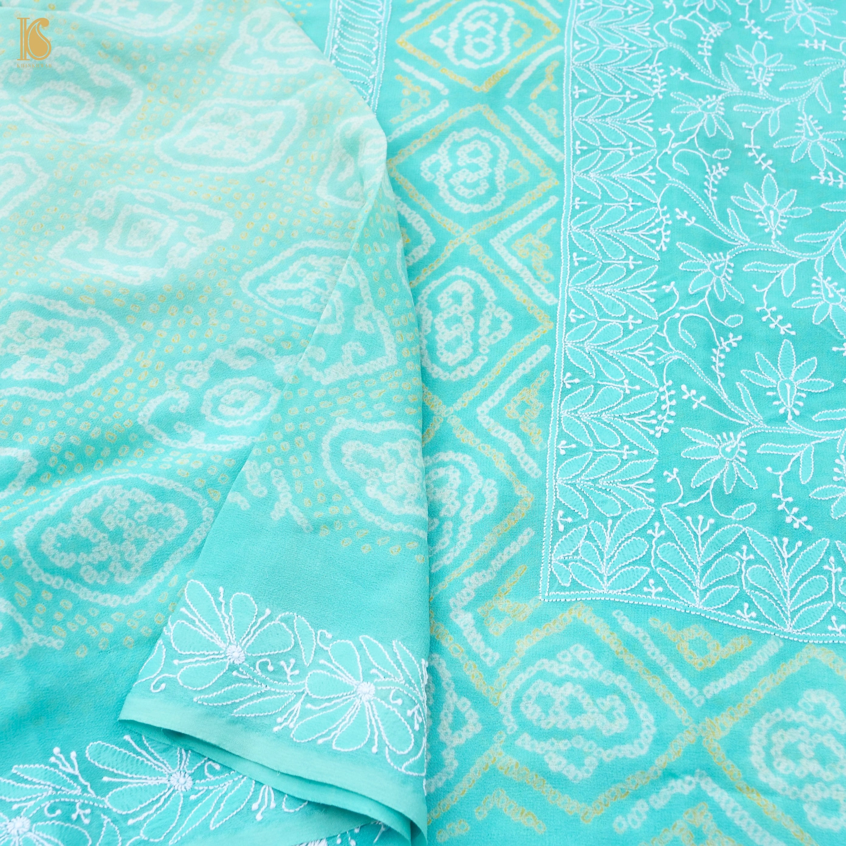 Chikankari Bandhani Georgette Saree