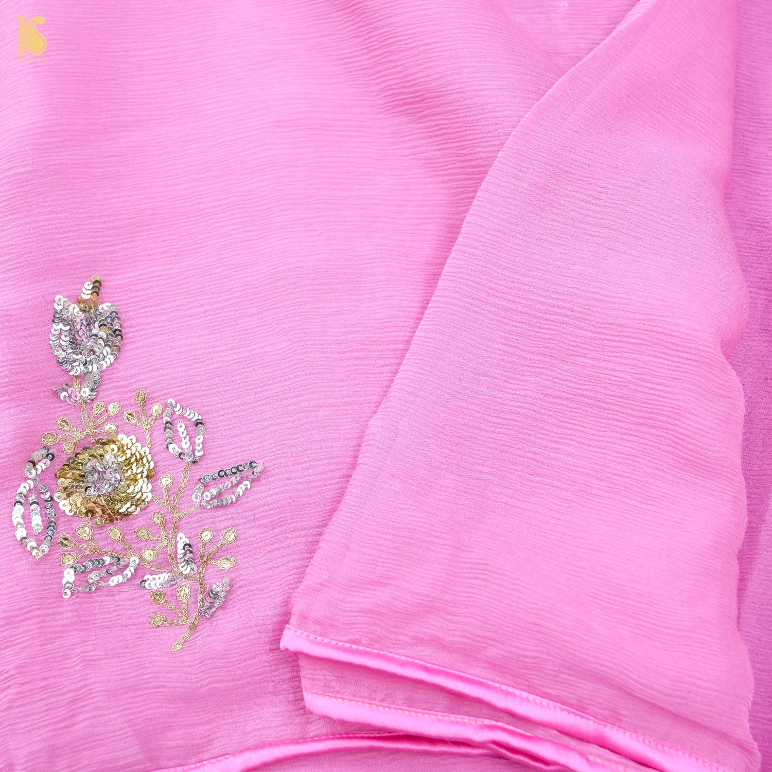 Pure Chiffon Saree with Sequence Hand Embriodery