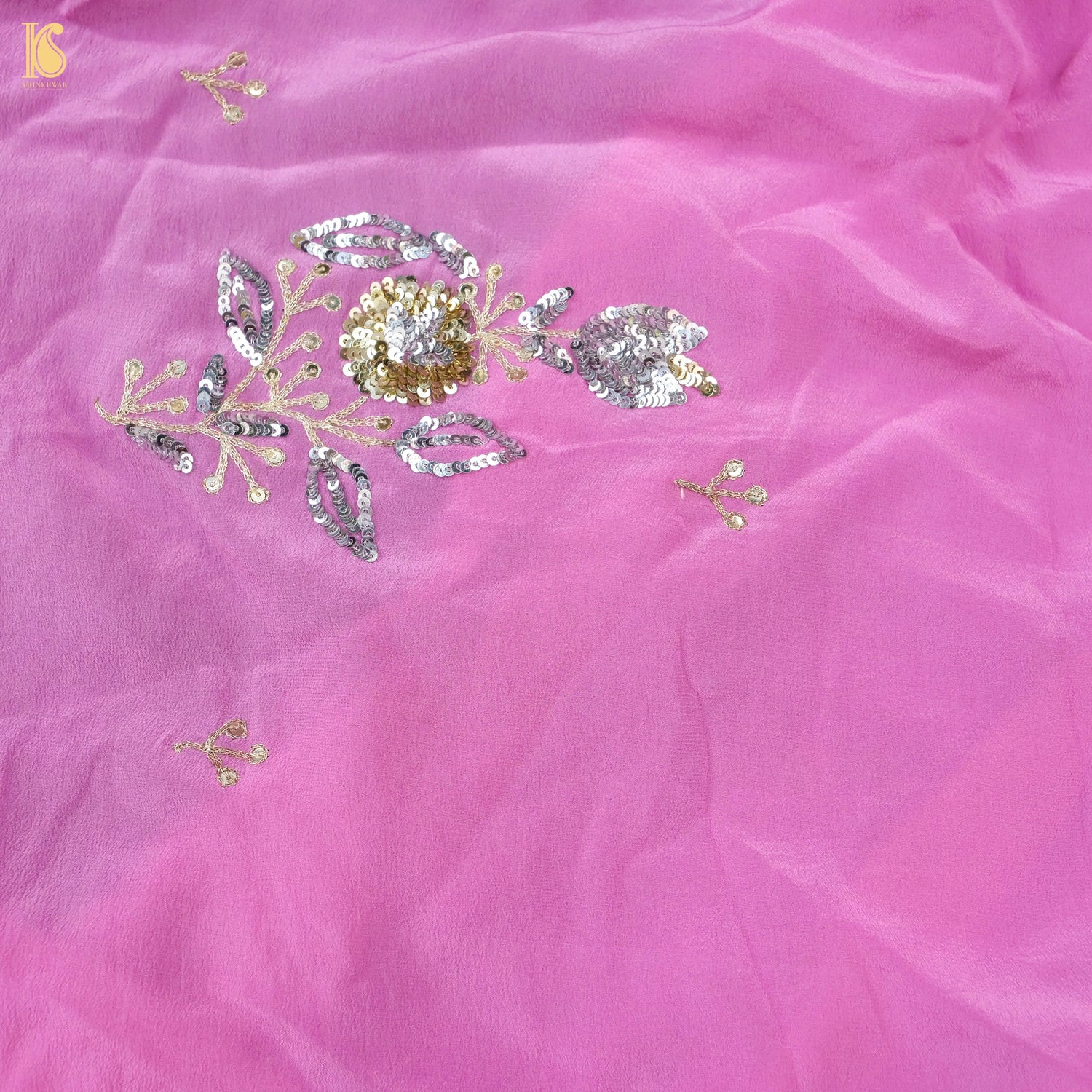 Pure Chiffon Saree with Sequence Hand Embriodery