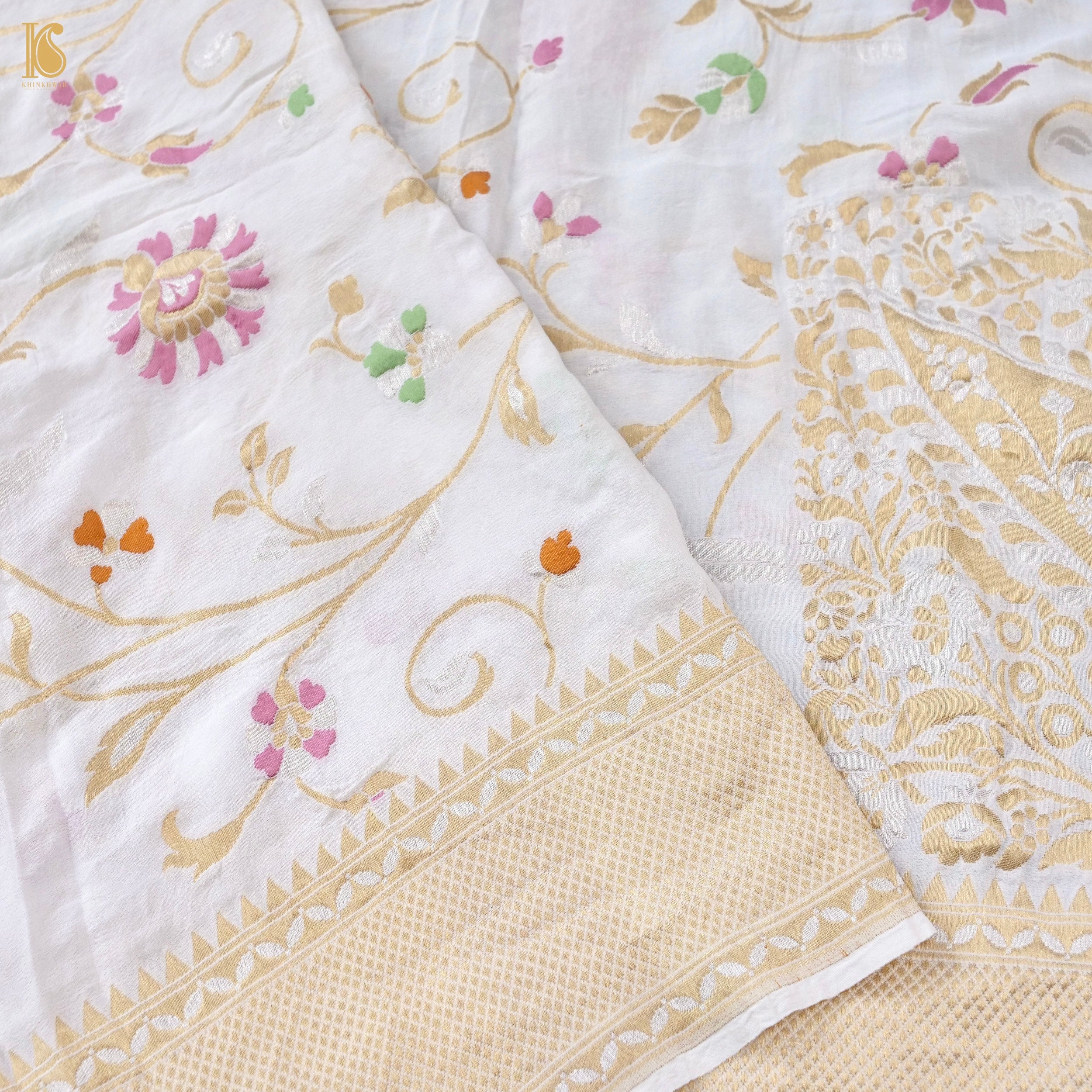 Dyeable Pure Georgette Banarasi Meenakari Saree