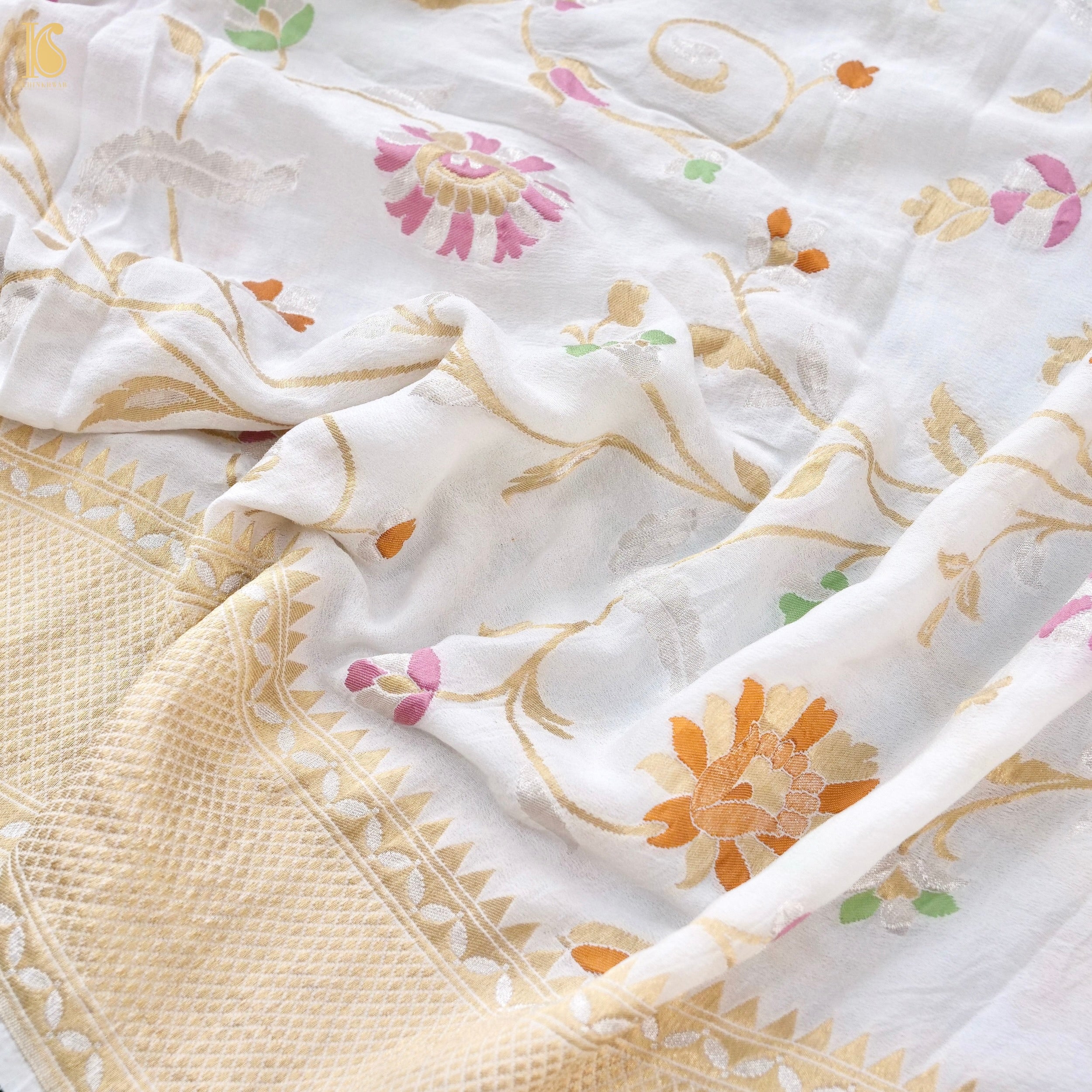 Dyeable Pure Georgette Banarasi Meenakari Saree