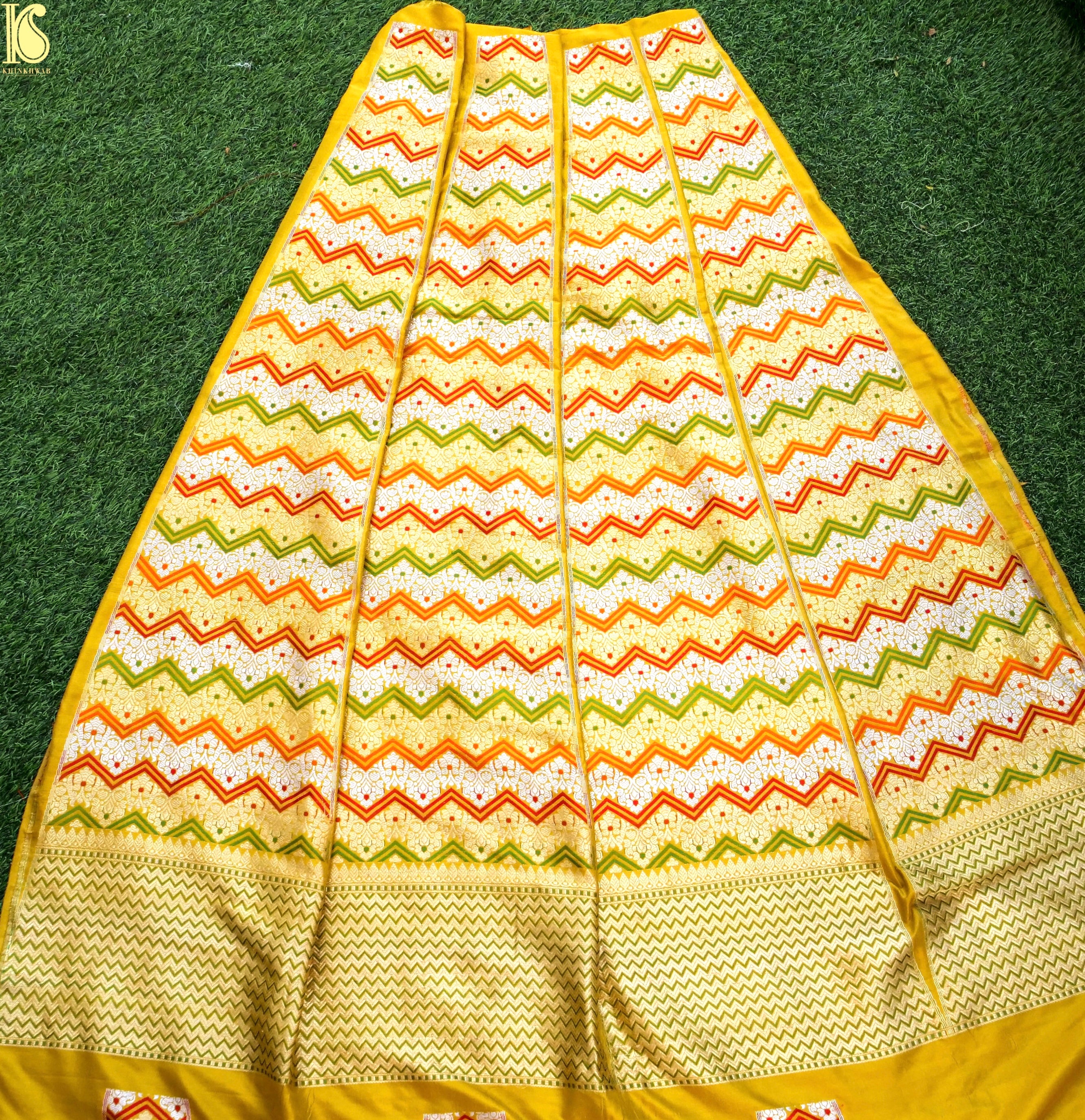 Handloom Banarasi Katan Silk Kalidar Rangtaal Lehenga
