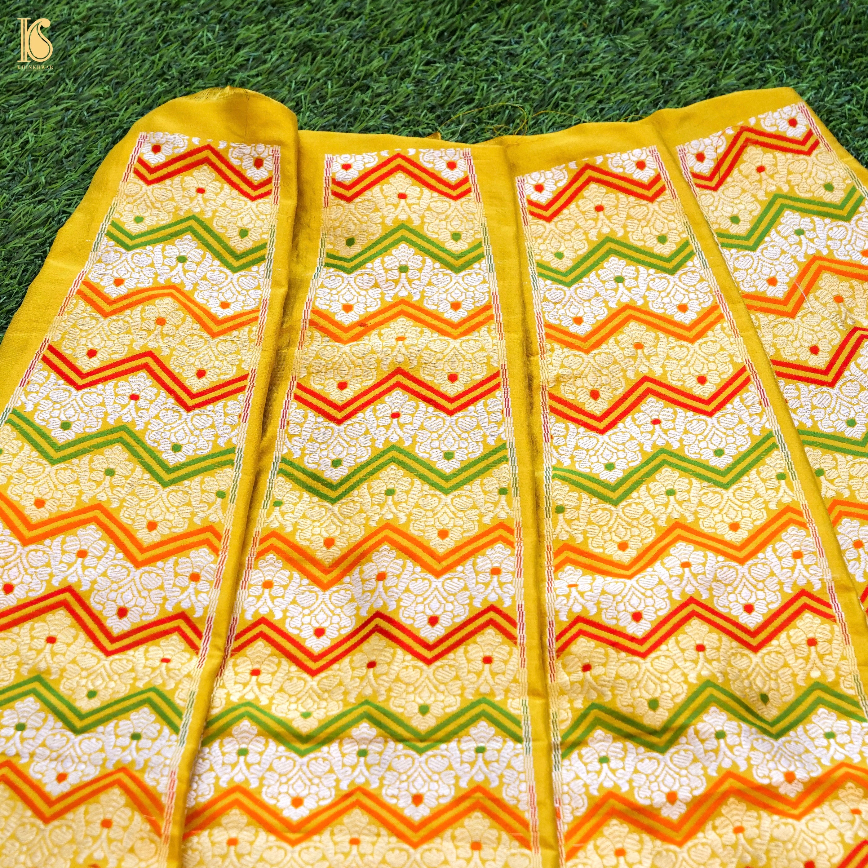 Handloom Banarasi Katan Silk Kalidar Rangtaal Lehenga
