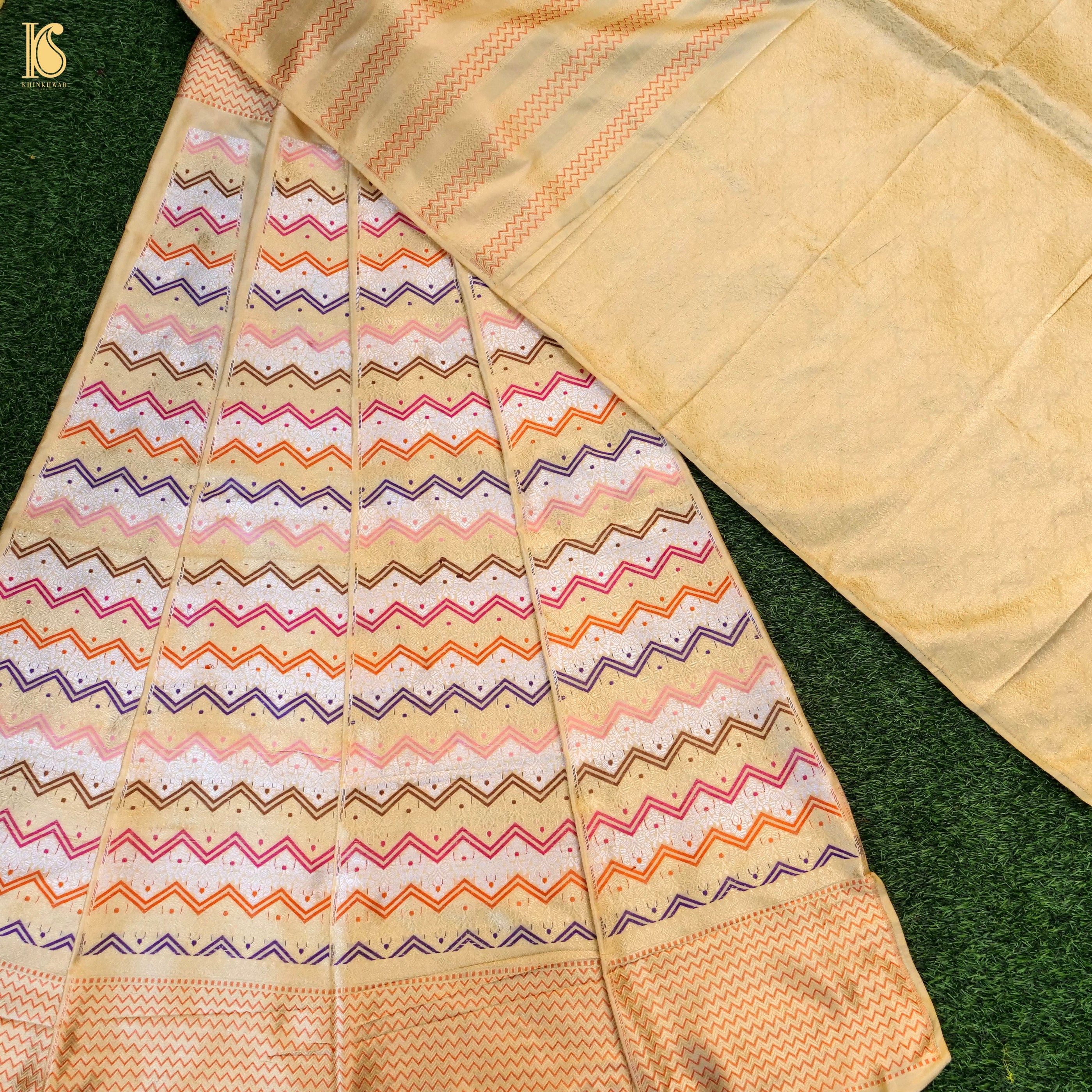 Handloom Banarasi Katan Silk Kalidar Rangtaal Lehenga