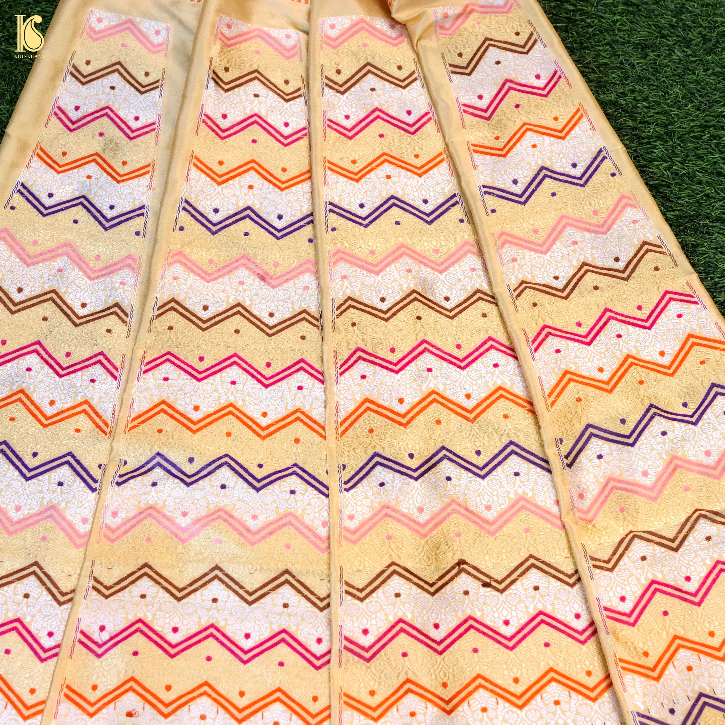 Handloom Banarasi Katan Silk Kalidar Rangtaal Lehenga