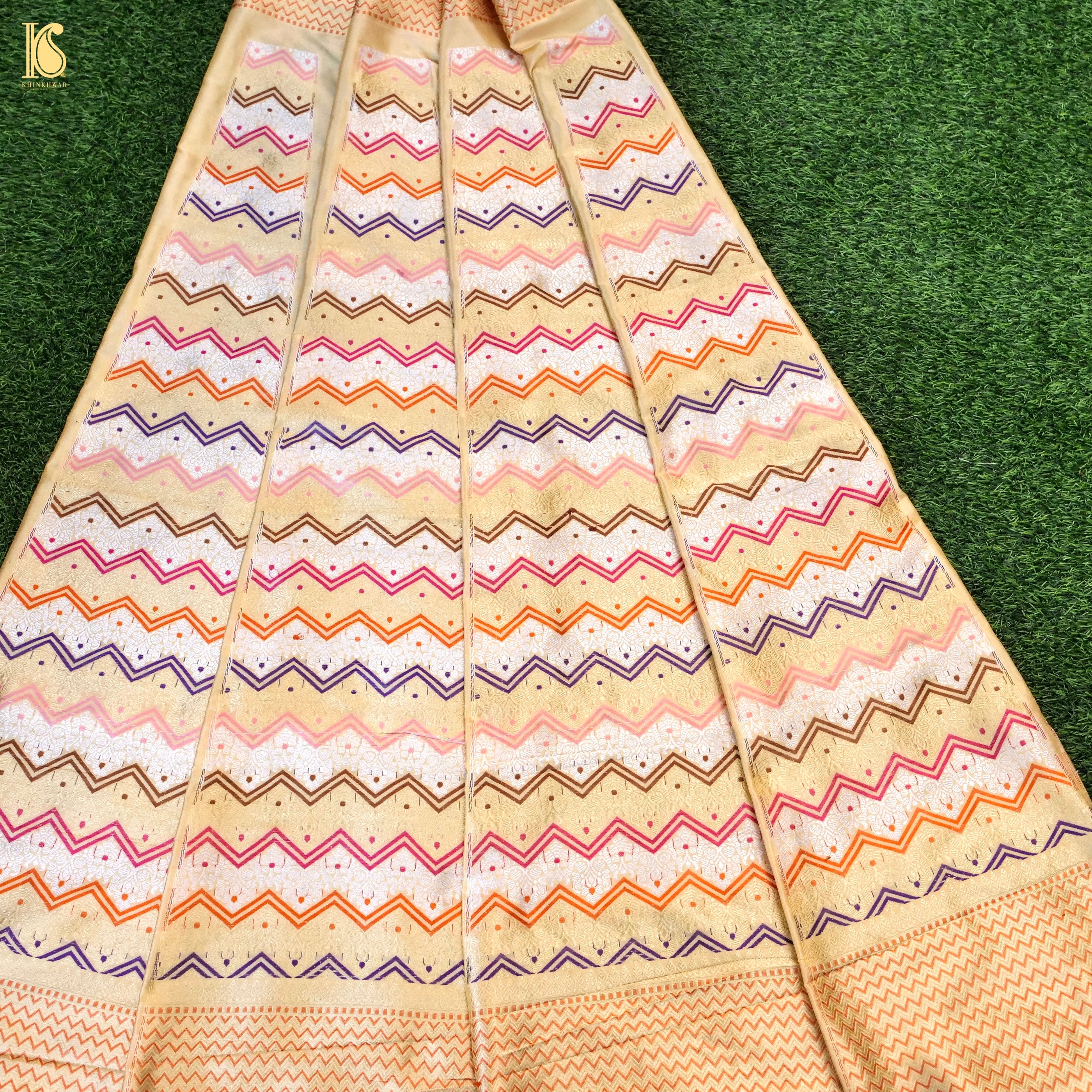 Handloom Banarasi Katan Silk Kalidar Rangtaal Lehenga