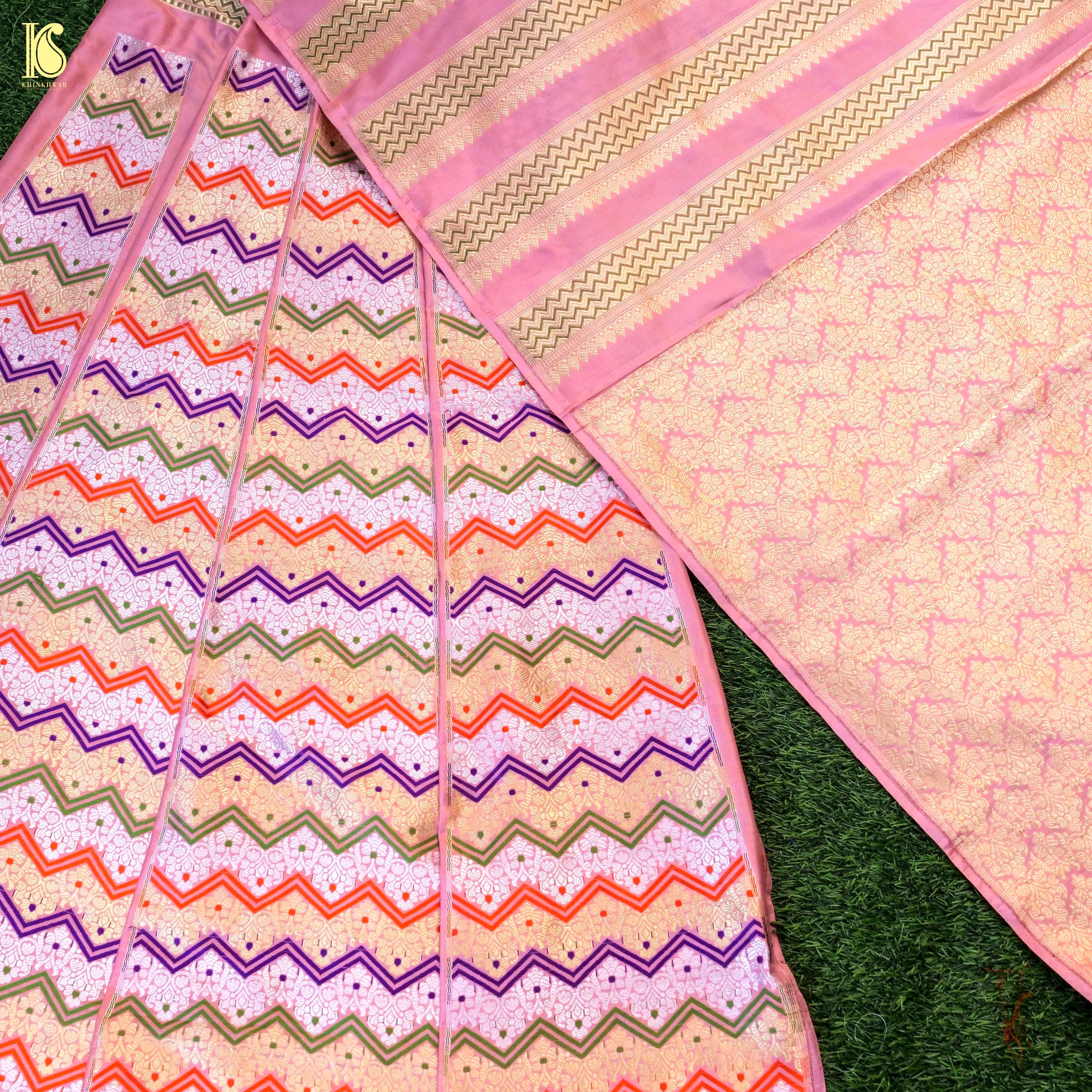 Handloom Banarasi Katan Silk Kalidar Rangtaal Lehenga
