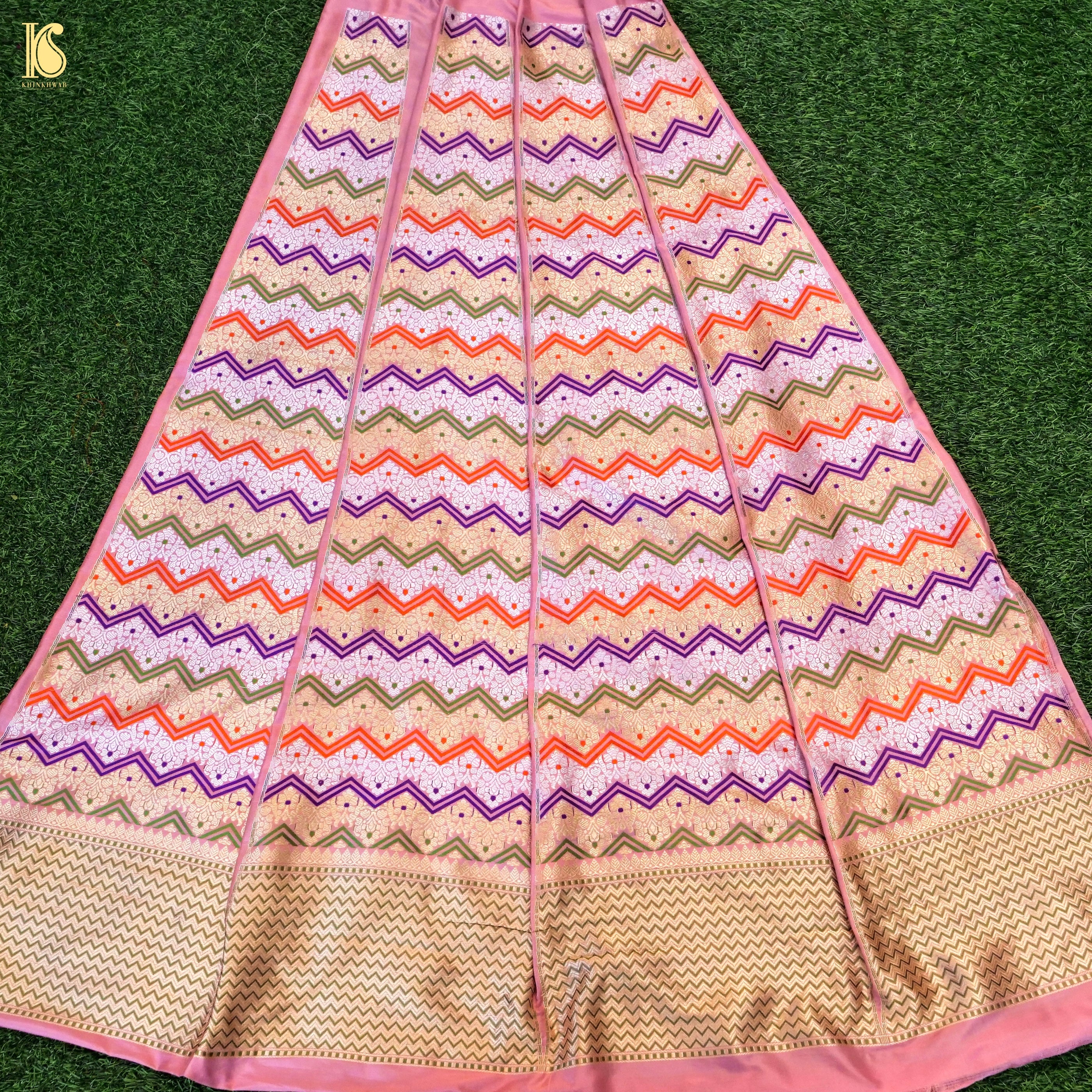 Handloom Banarasi Katan Silk Kalidar Rangtaal Lehenga