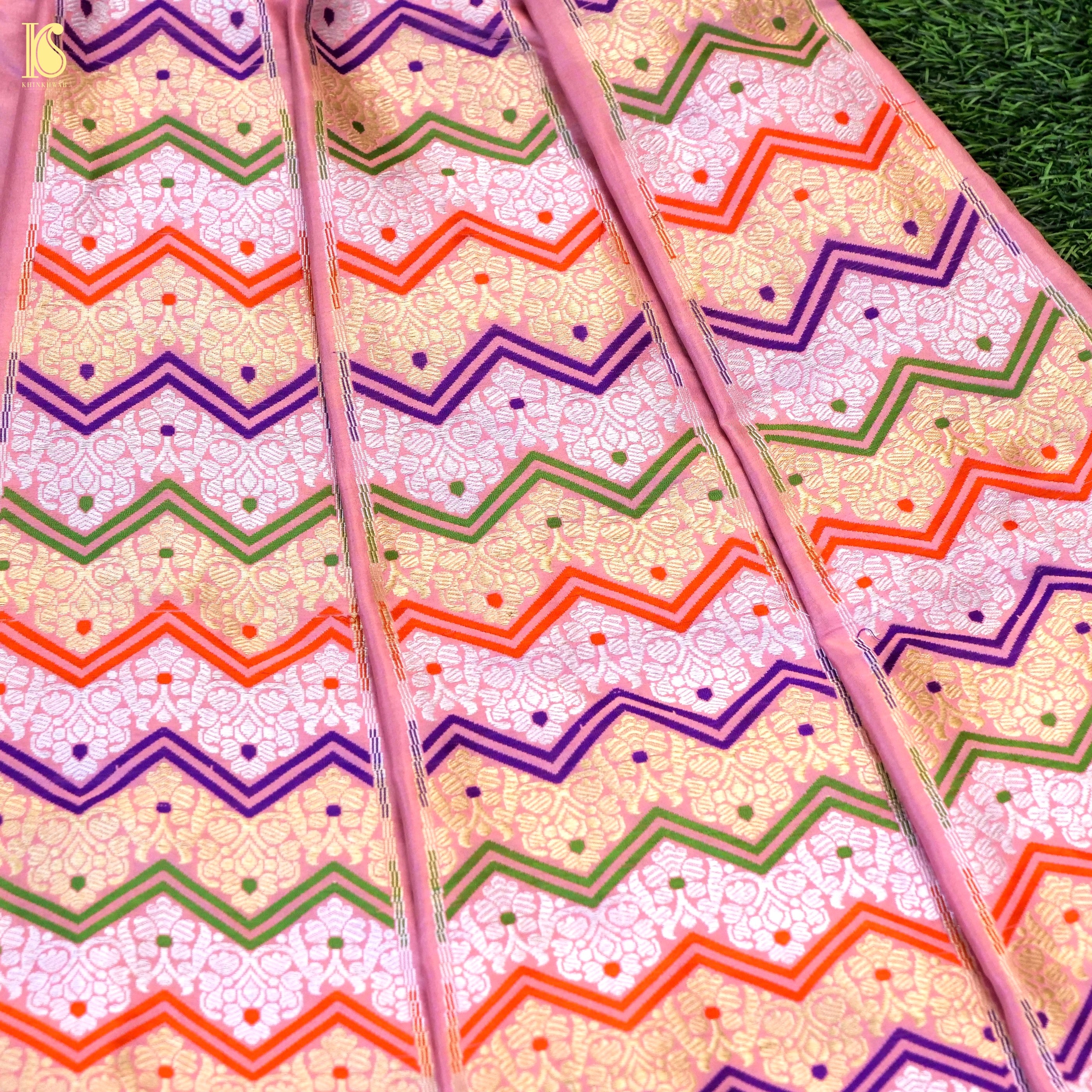 Handloom Banarasi Katan Silk Kalidar Rangtaal Lehenga