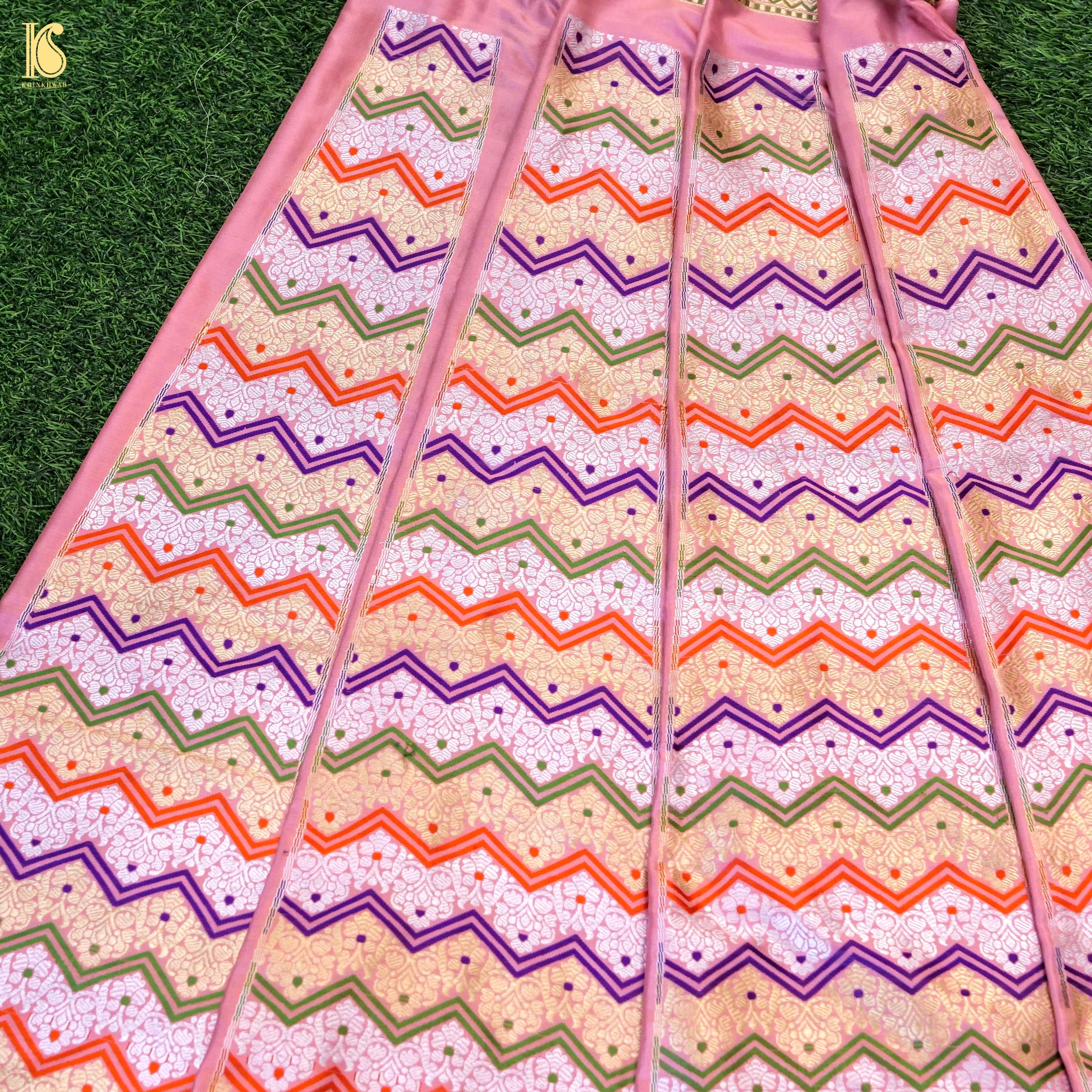 Handloom Banarasi Katan Silk Kalidar Rangtaal Lehenga
