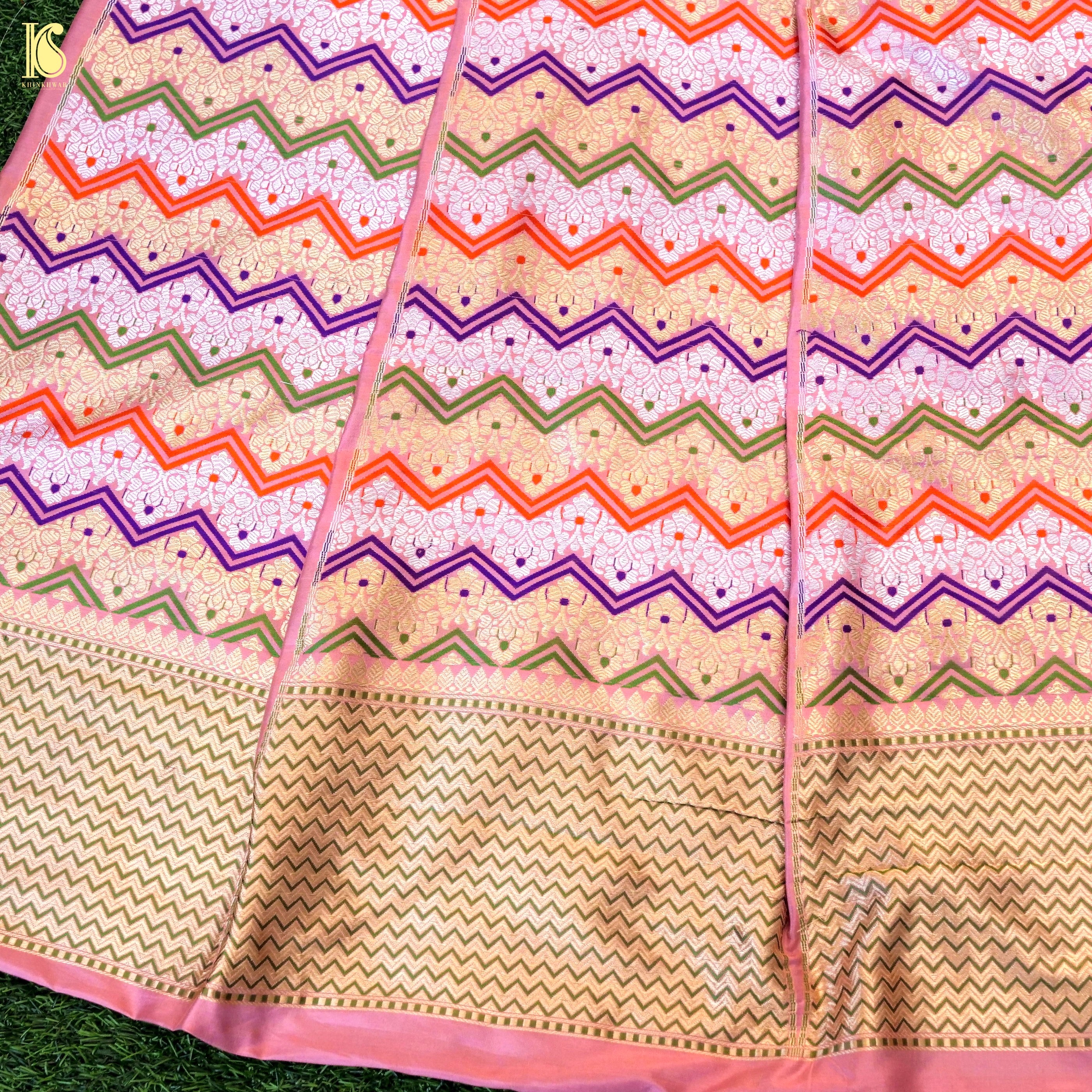 Handloom Banarasi Katan Silk Kalidar Rangtaal Lehenga