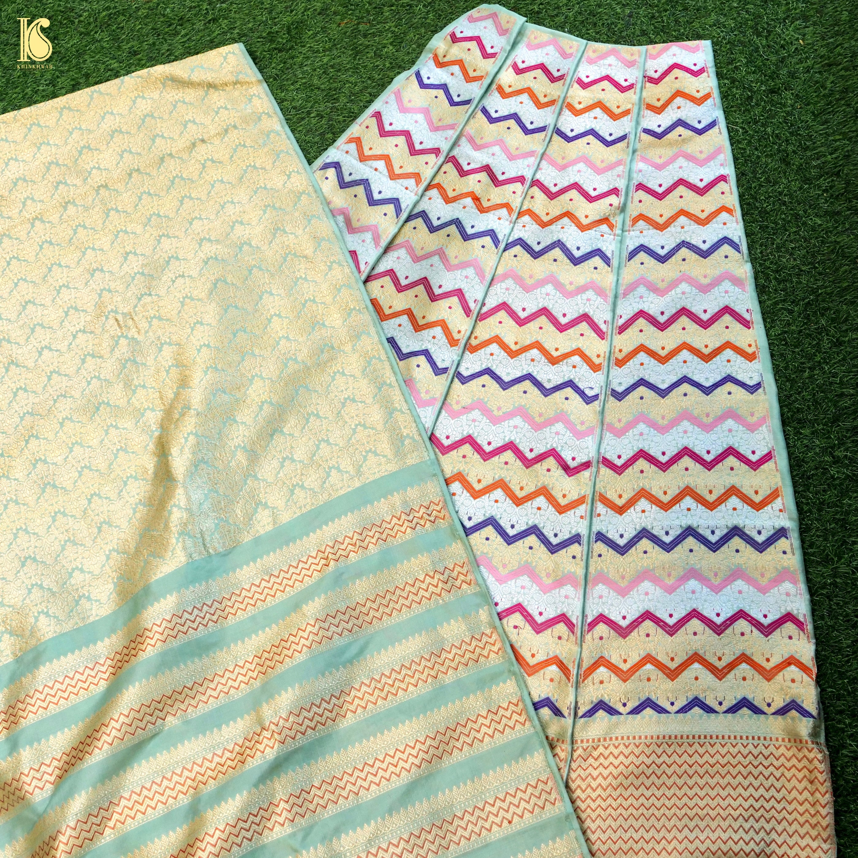 Handloom Banarasi Katan Silk Kalidar Rangtaal Lehenga