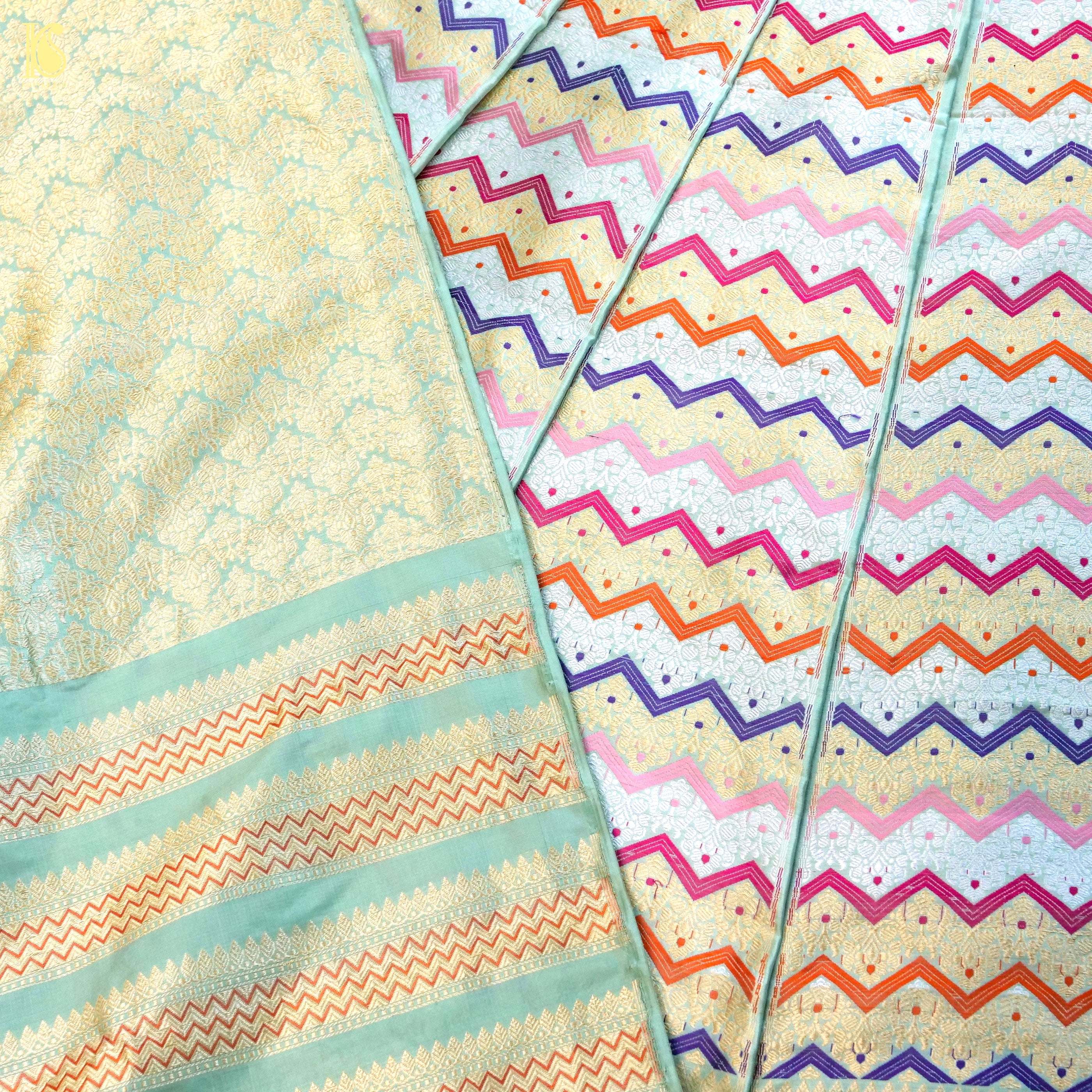 Handloom Banarasi Katan Silk Kalidar Rangtaal Lehenga