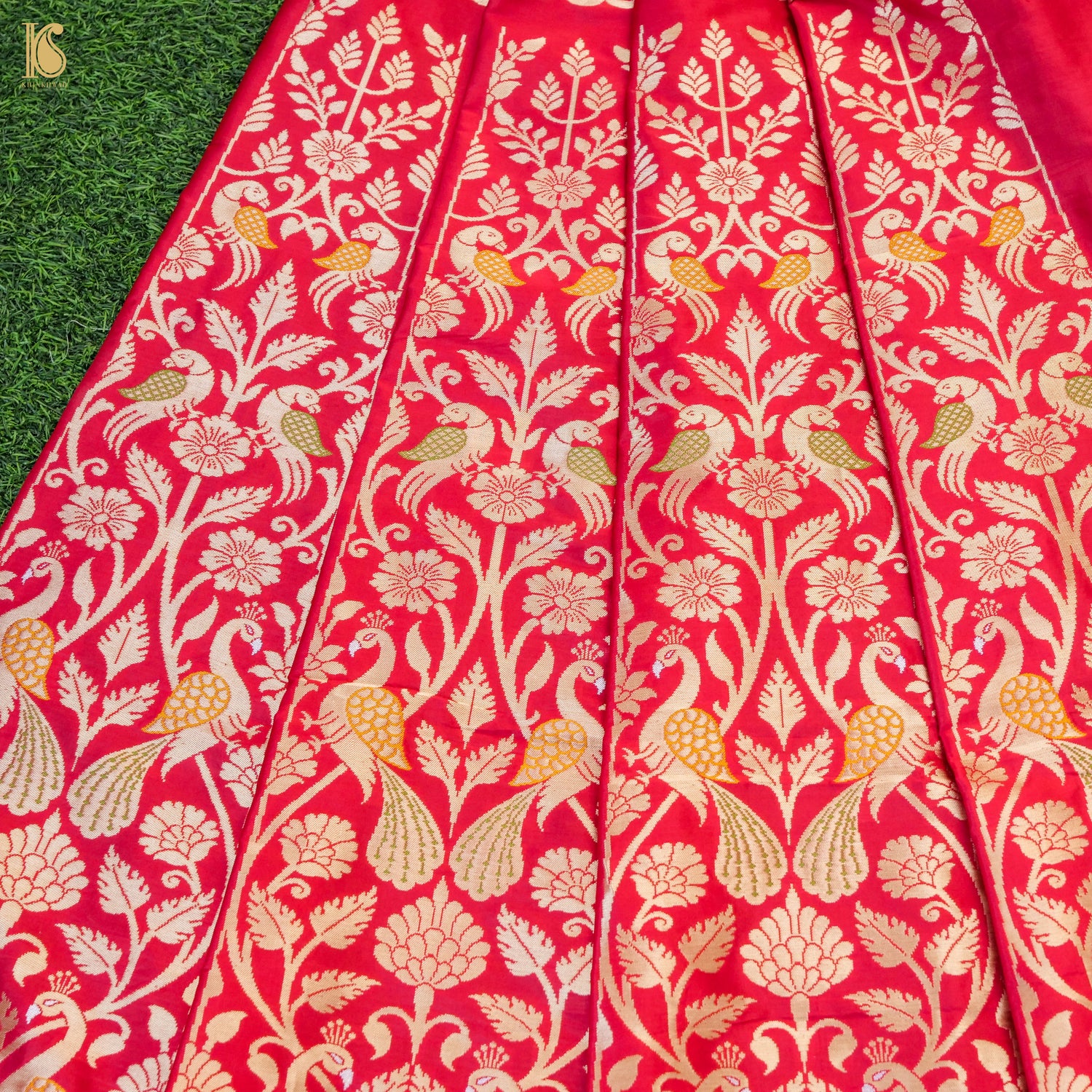 Handloom Banarasi Katan Silk Kalidar Peacock Lehenga