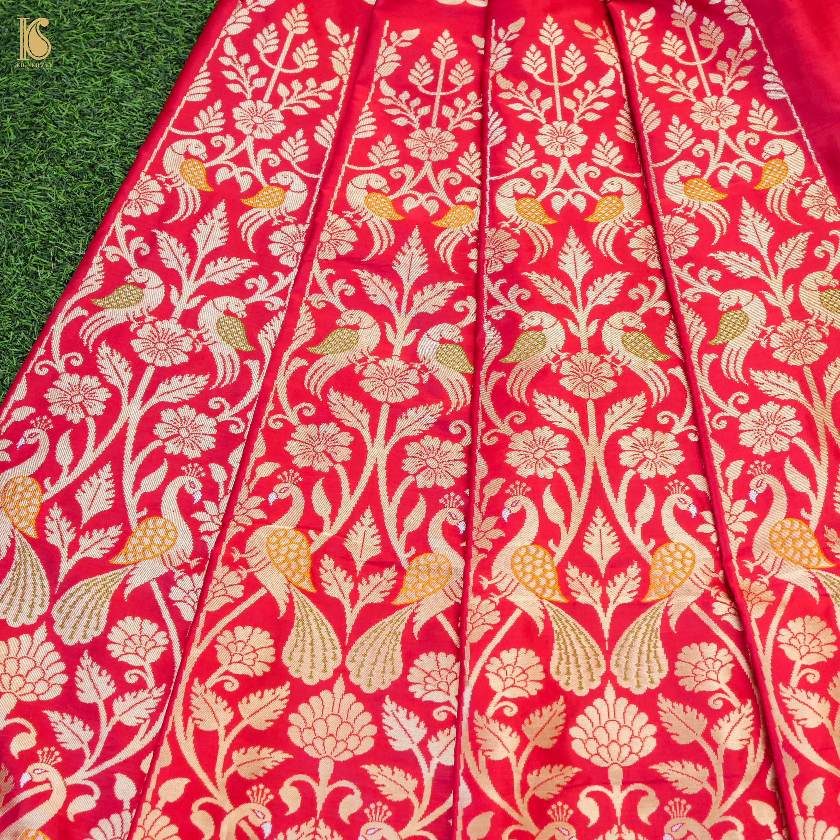 Handloom Banarasi Katan Silk Kalidar Peacock Lehenga