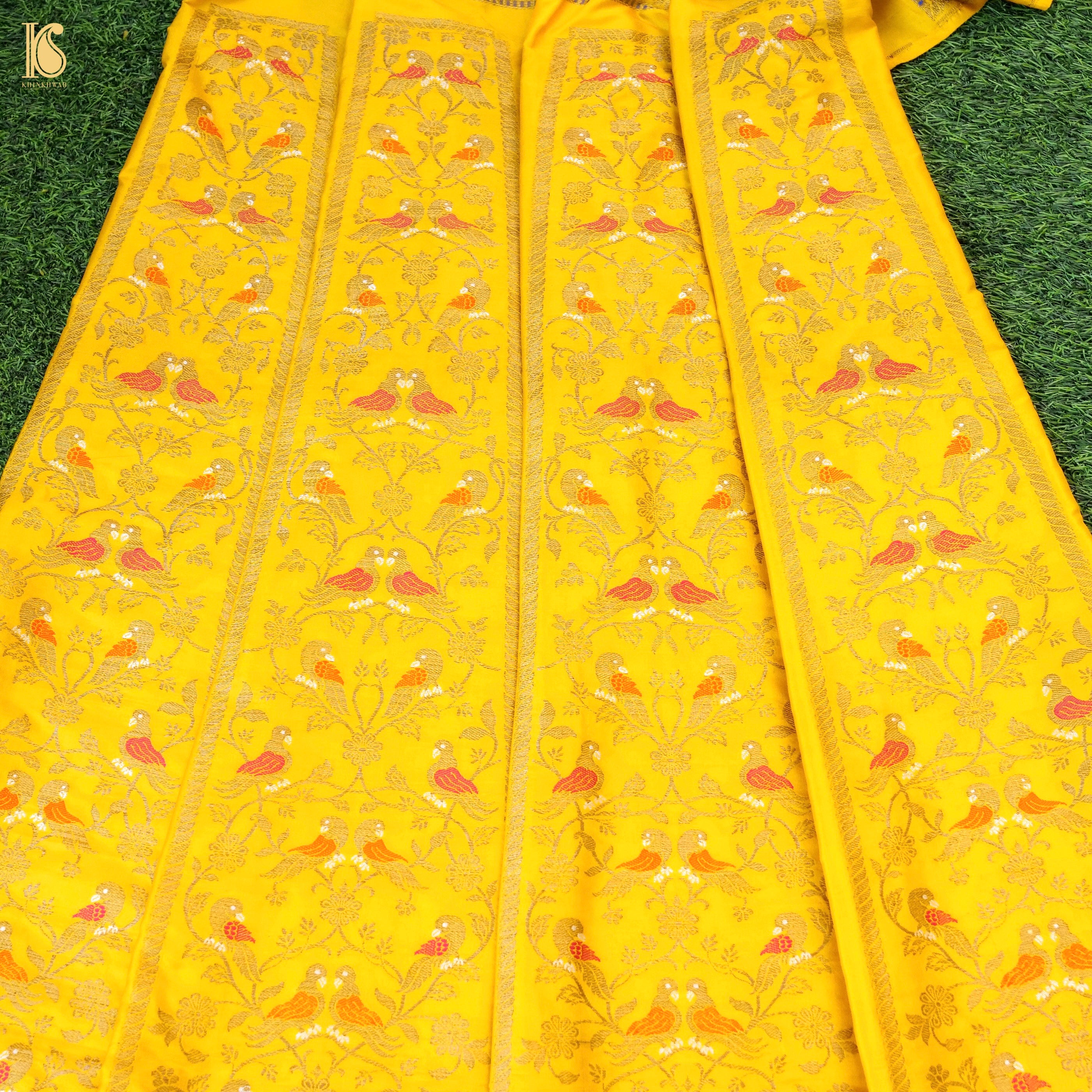 Handloom Banarasi Katan Silk Kalidar Kilikila Lehenga