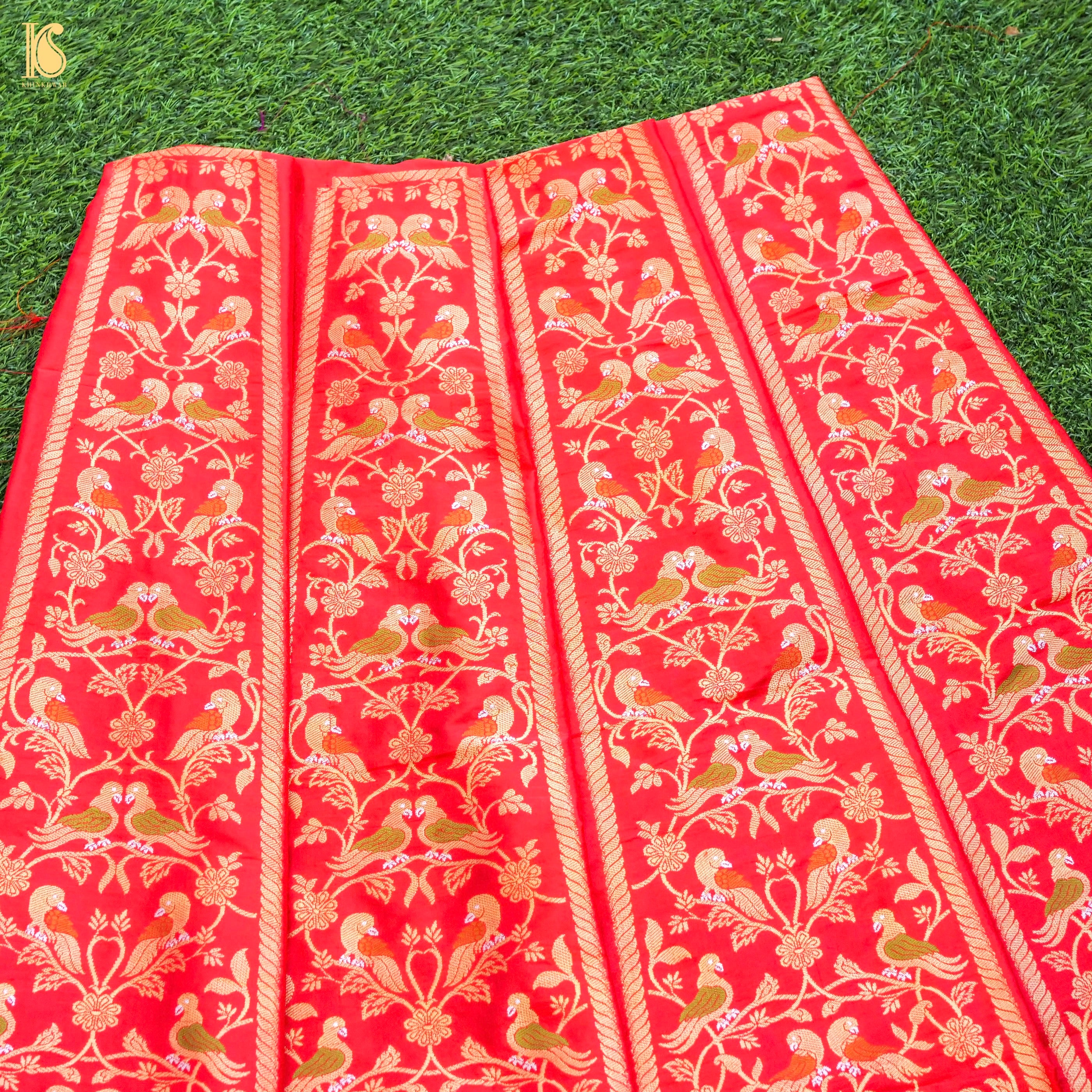Handloom Banarasi Katan Silk Kalidar Kilikila Lehenga