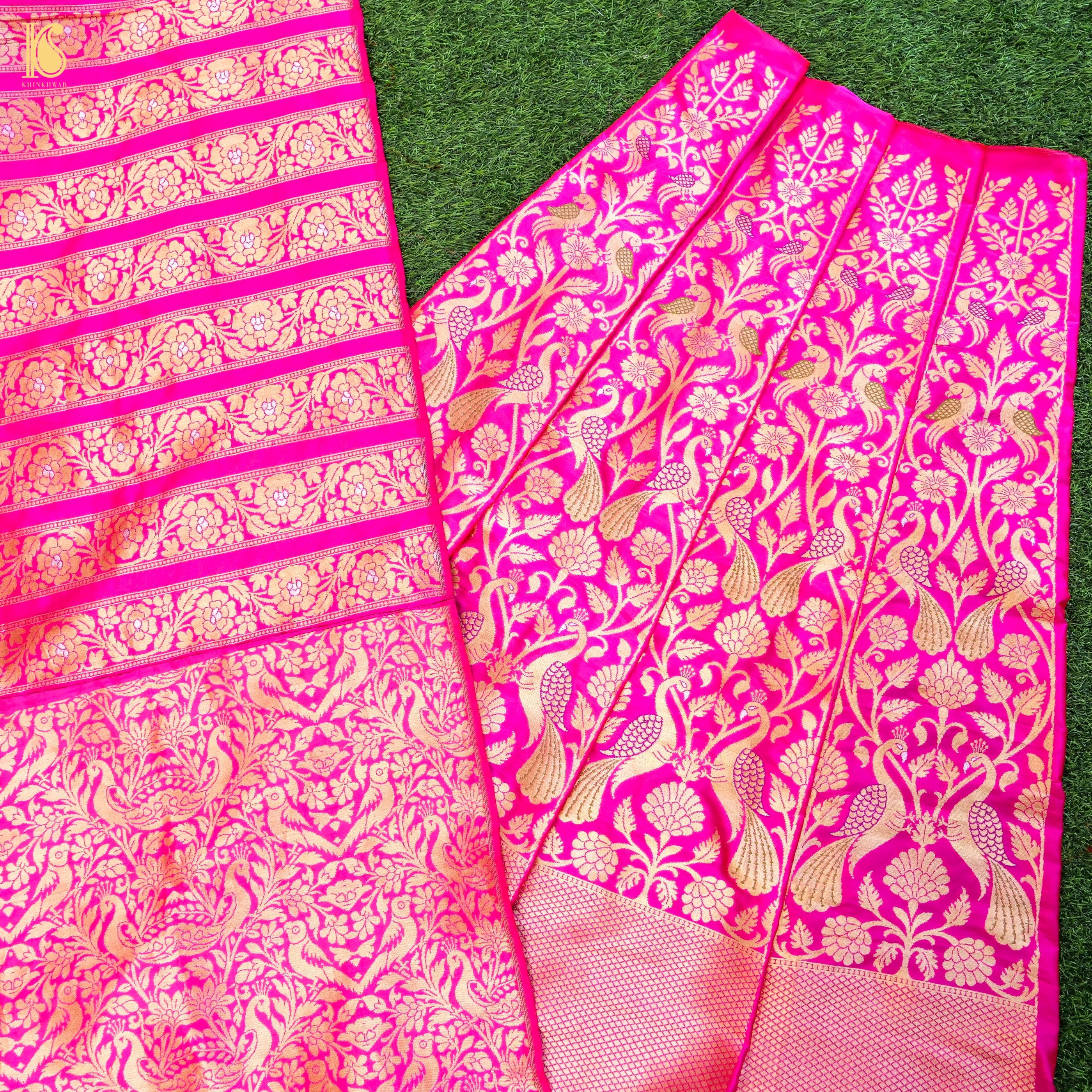 Handloom Banarasi Katan Silk Kalidar Peacock Lehenga