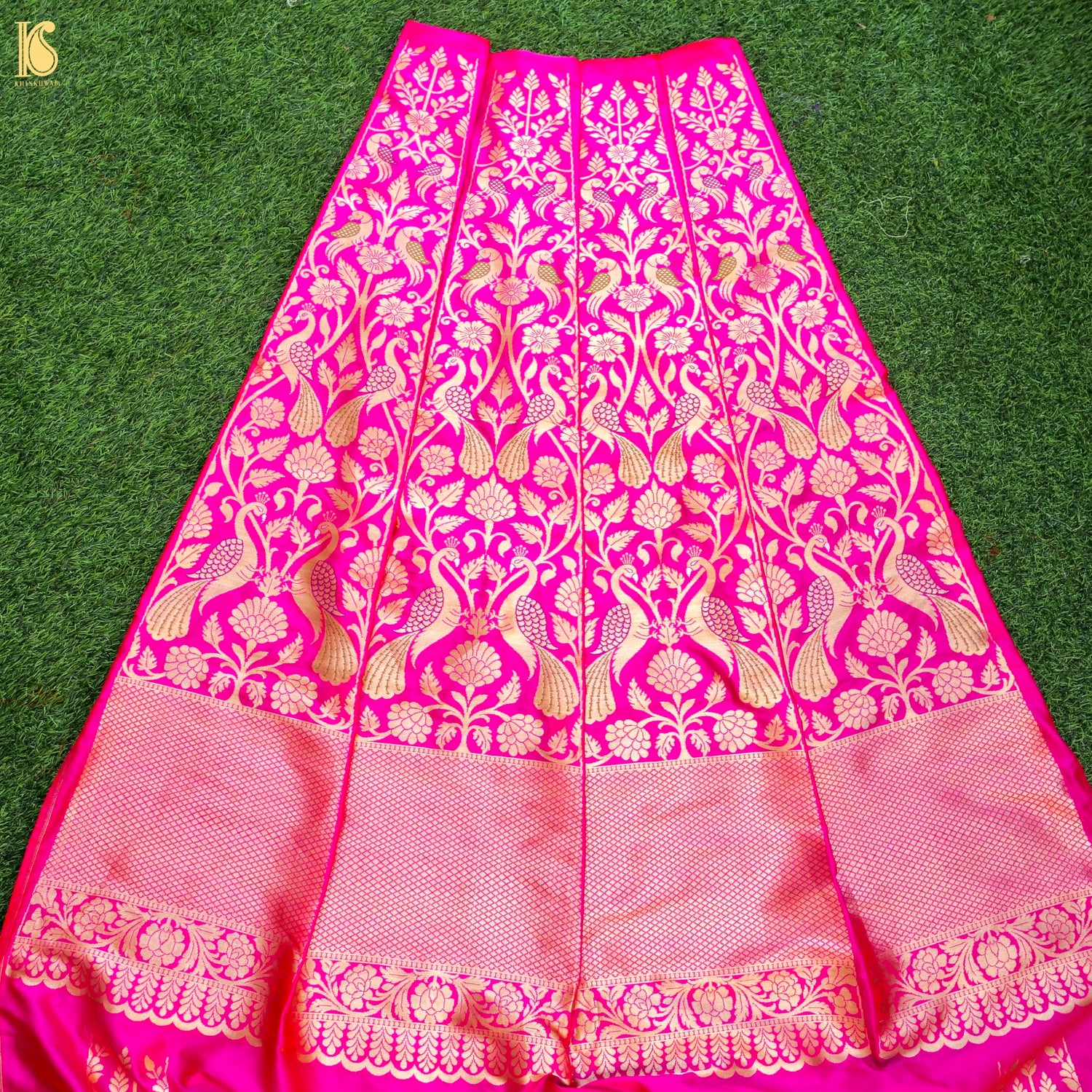 Handloom Banarasi Katan Silk Kalidar Peacock Lehenga