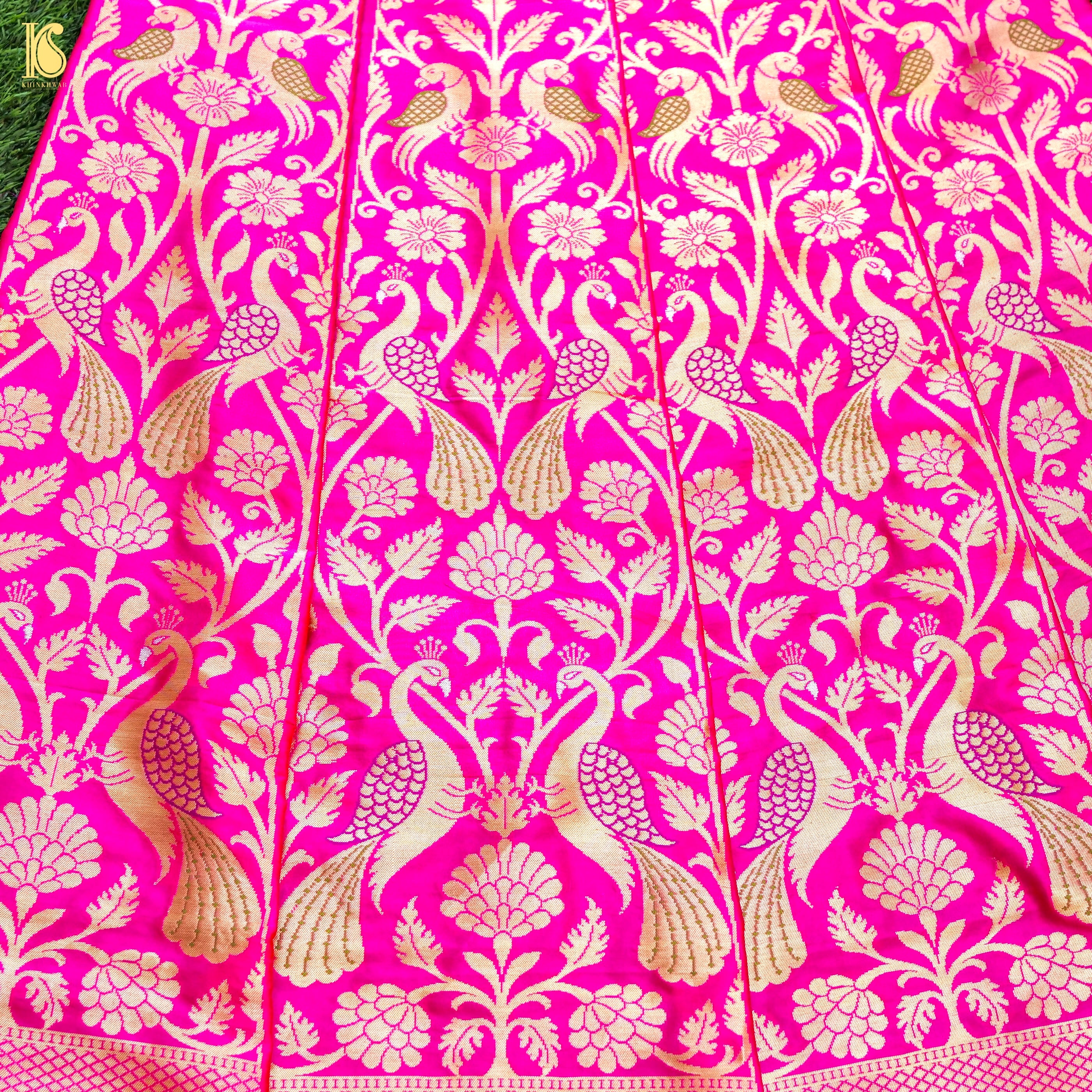 Handloom Banarasi Katan Silk Kalidar Peacock Lehenga