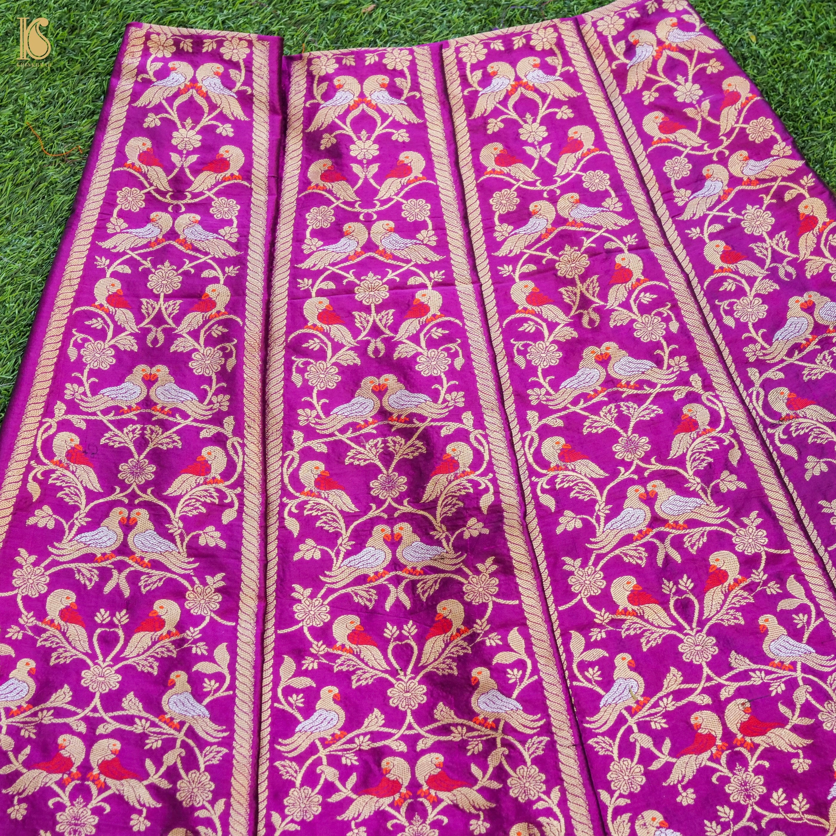 Handloom Banarasi Katan Silk Kalidar Kilikila Lehenga